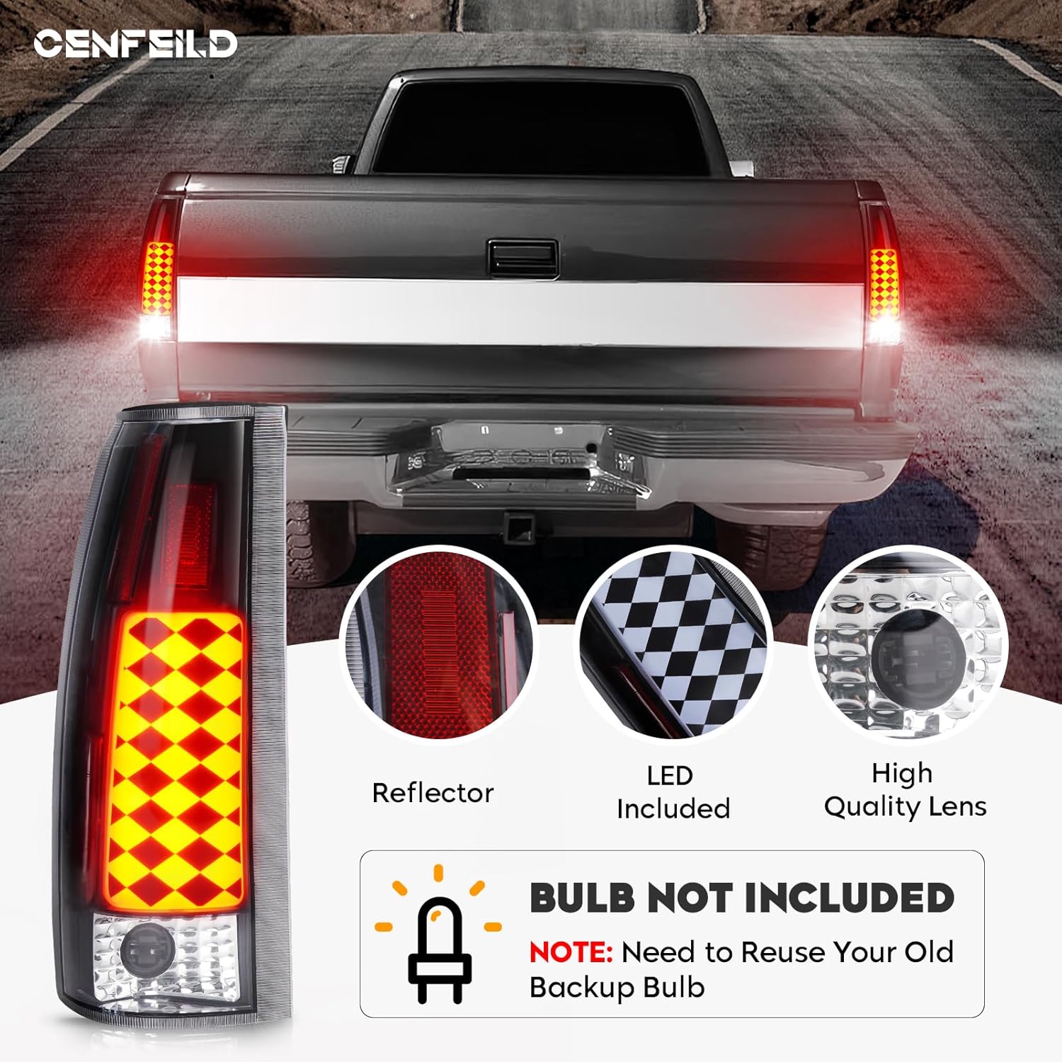 LED Tail Light Assembly Fit for Chevy & GMC C/K 1500 88-99, C/K 2500 3500 88-00, C1500 C2500 Suburban 92-99, for Silverado 94-98, Tahoe 95-99, Blazer 92-94, Yukon 92-00