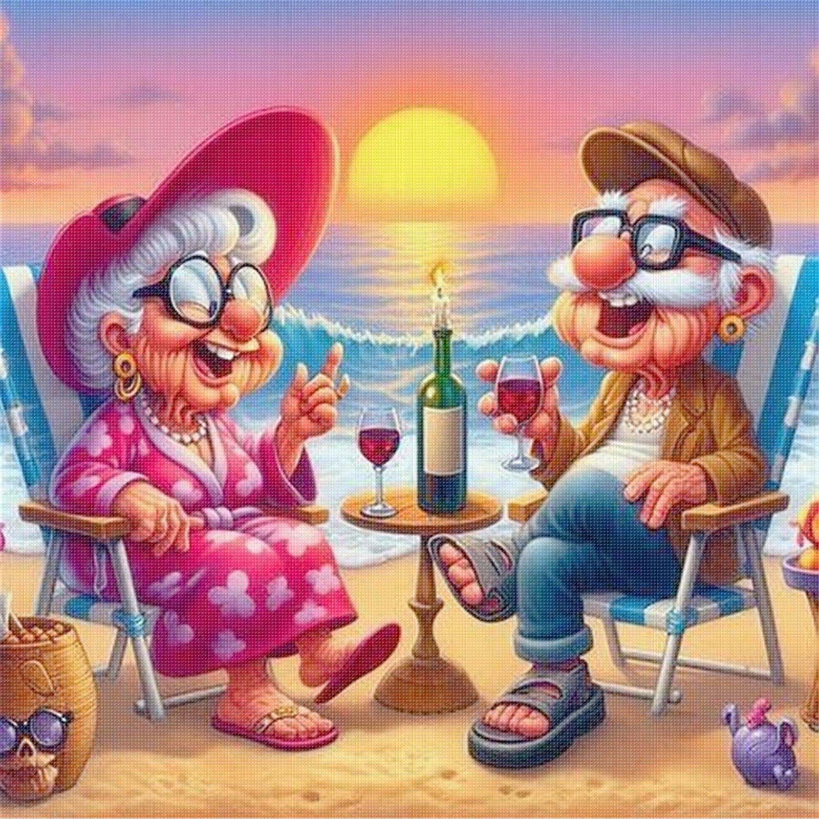 Sunset on the Beach 14CT DIY Stamped Needlework Embroidery Kit 11.81x11
