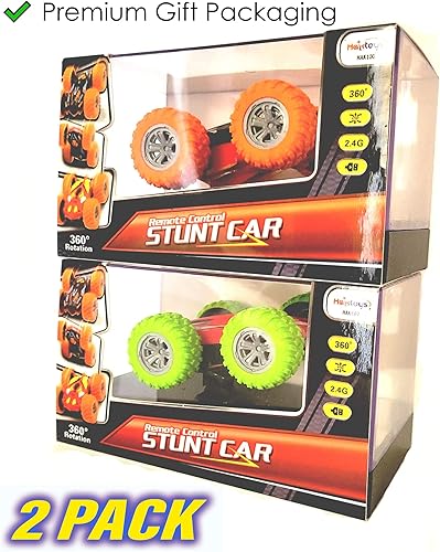 Miniatura 5 de Haktoys Paquete de 2 mini autos de acrobacias con control remoto, controlador de 2.4 GHz para múltiples usuarios (tecnología de juego simultáneo),