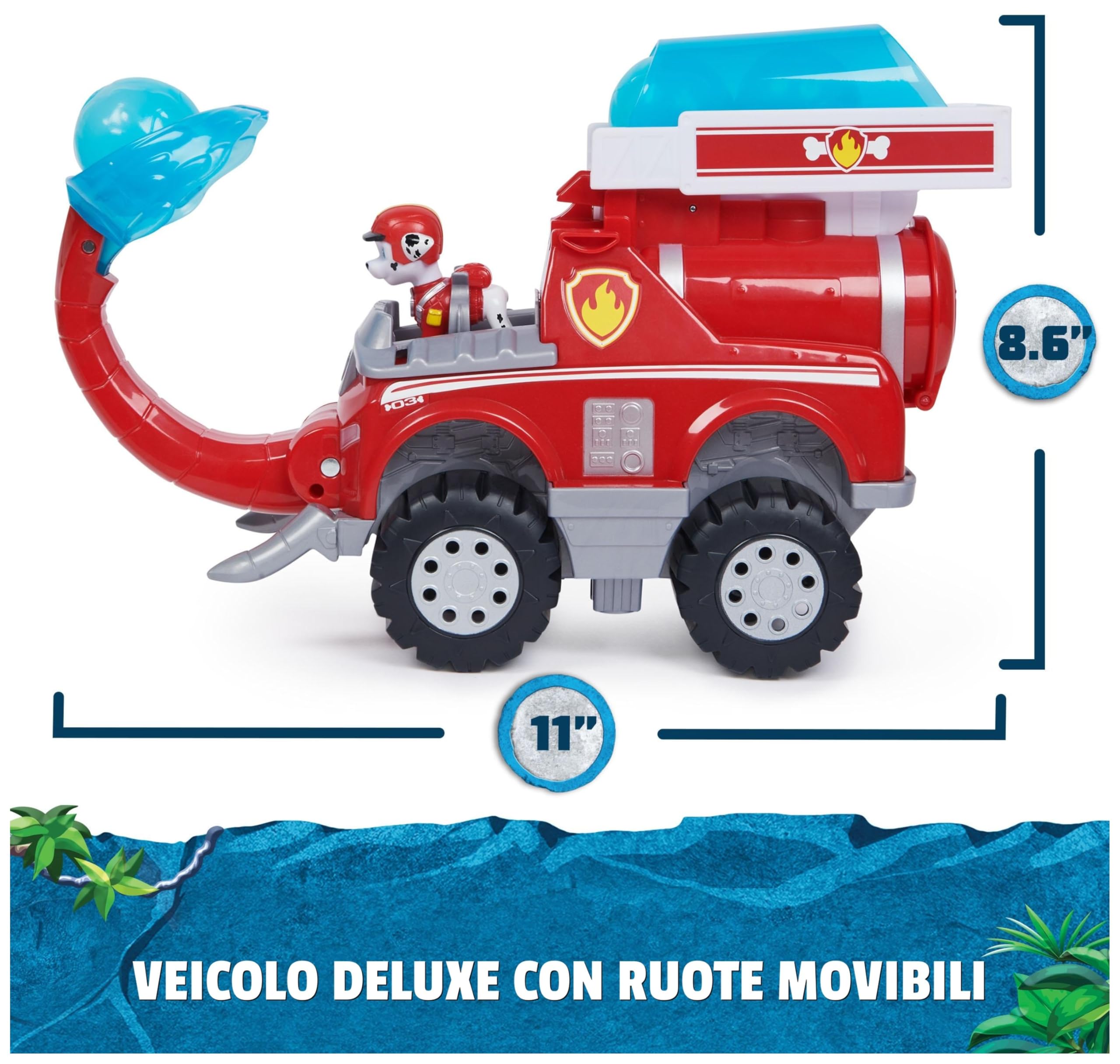 Paw Patrol Jungle Pups, Deluxe Elephant Vehicle di Marshall con lanciamissili, Camion Giocattolo con Action Figure, Giocattoli per Bambini e Bambine dai 3 Anni in su