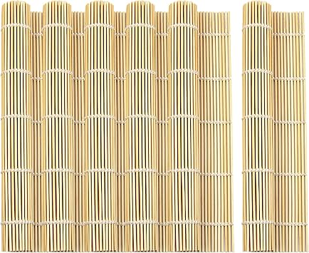 6 PCS 9.5" x 9.5" Natural Bamboo Sushi Rolling Mat