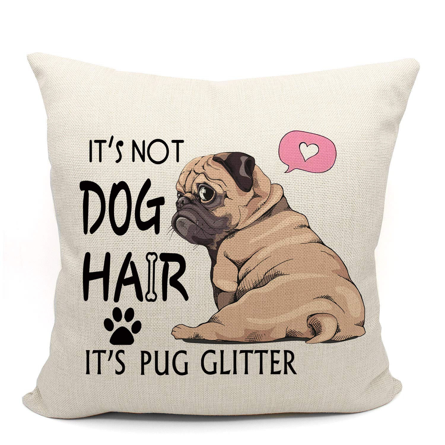 Mancheng-zi Pug Pillow Covers 18x18 Reserved for The Dog Pillow Funny Pug Gifts