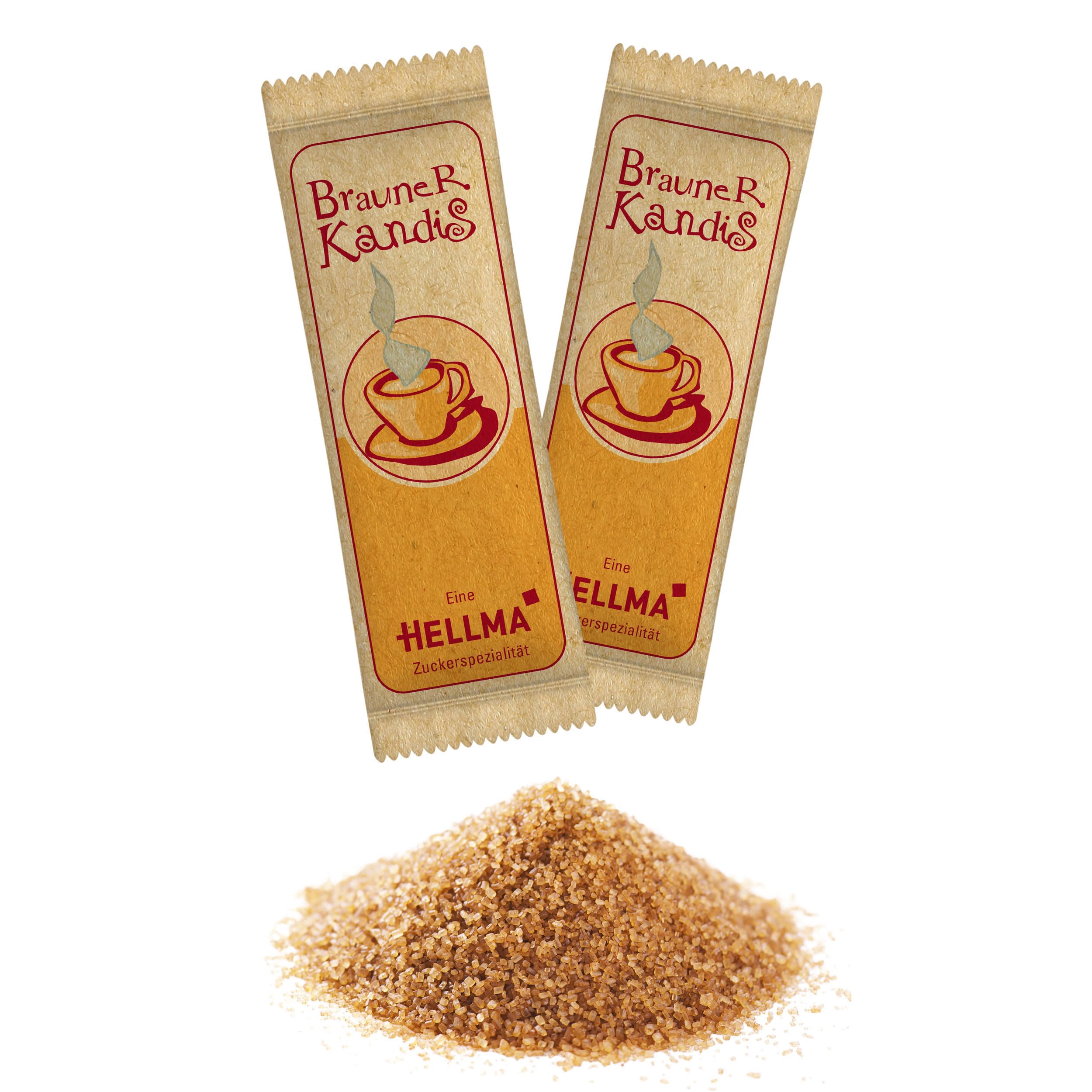 HELLMA Caramelo Azucarero Sobres Marron, Caramelos para Gastro y Hosteleria, Azucar, 1000 x 6g