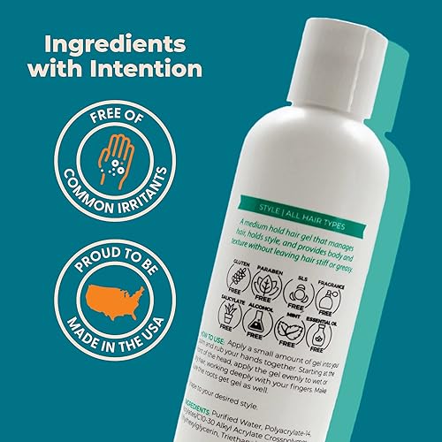 Miniatura 3 de Cleure Gel ligero para peinar el cabello, hipoalergénico, sin fragancia para control de bordes y domar el encrespamiento con sujeción media (8 onzas