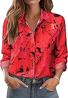Vista 21 de Zeagoo Camisas con botones para mujer elegantes con estampado floral de manga larga blusa casual de negocios tops de trabajo