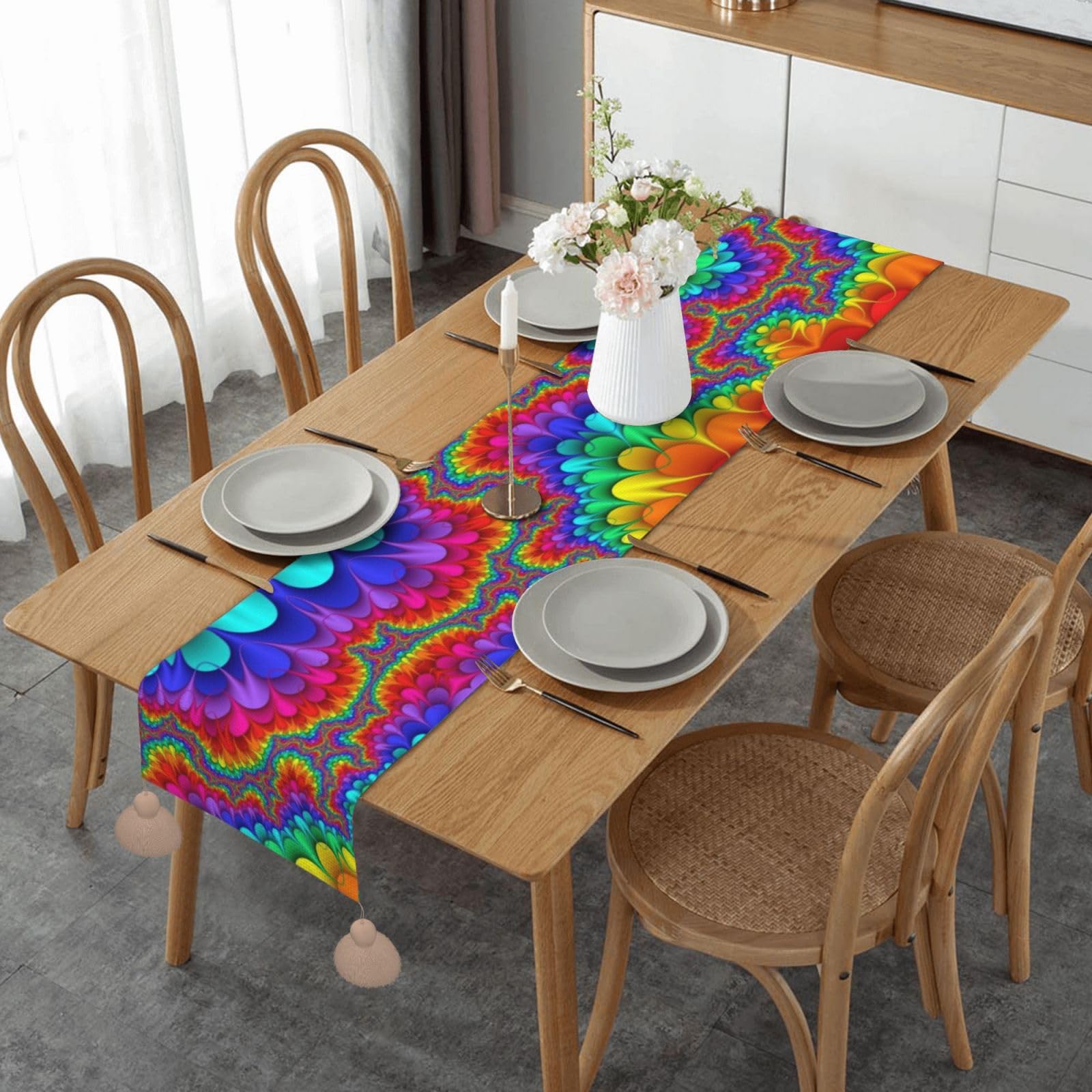 Chemin de table de Noël pour décoration de cuisine rustique chic