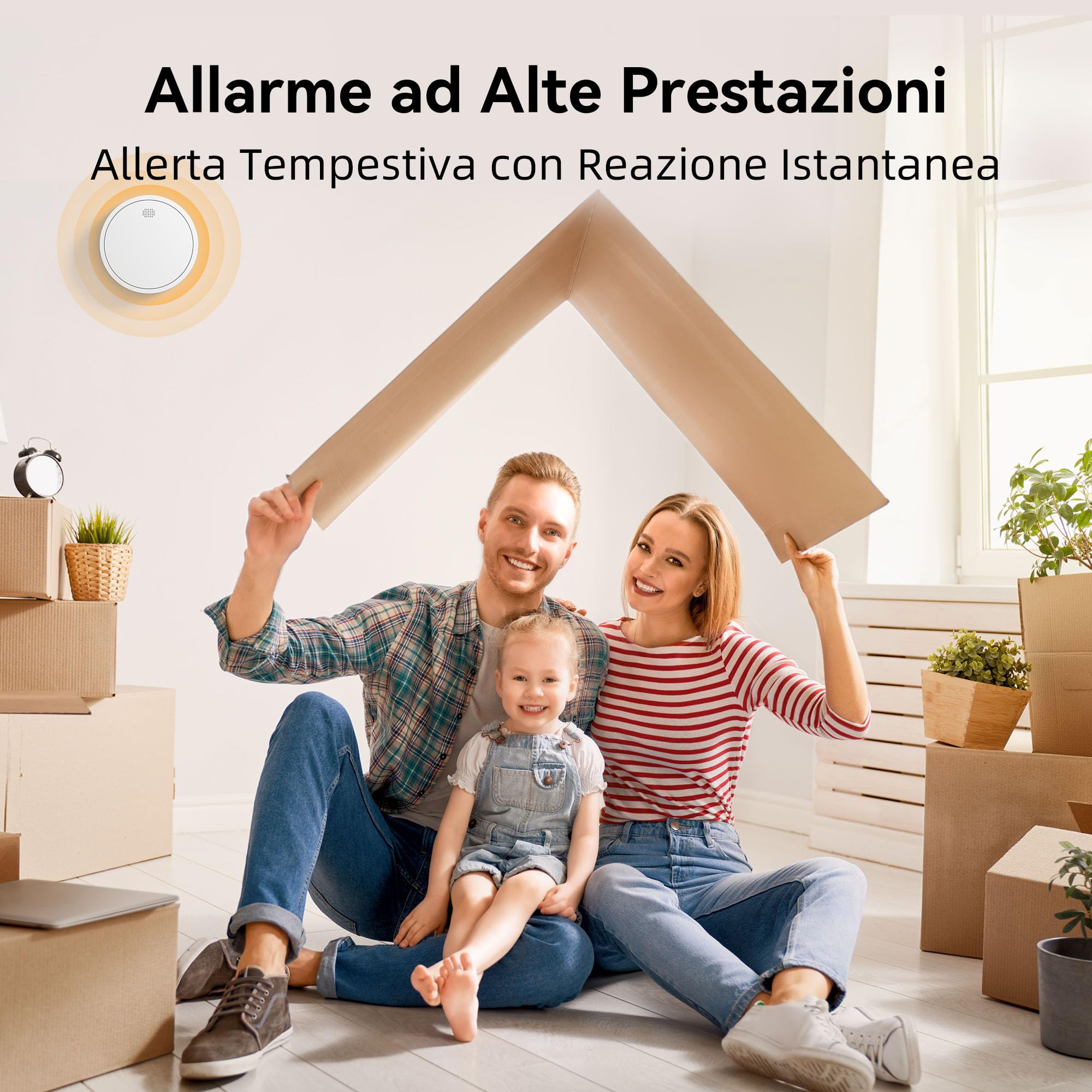 Rilevatore di Fumo con Batteria da 10 Anni, Allarme Incendio Conforme Allo Standard EN14604, 6 Pezzi