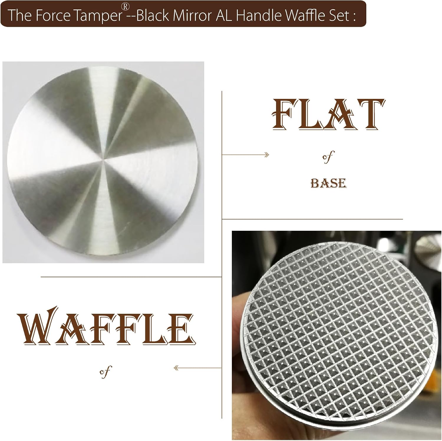 The Force Tamper Automatic Impact Coffee Tamper Adjustable Const Pressure and Autoleveling Waffle Set New (Jelly-Black Mirror AL, 58.35mm)
