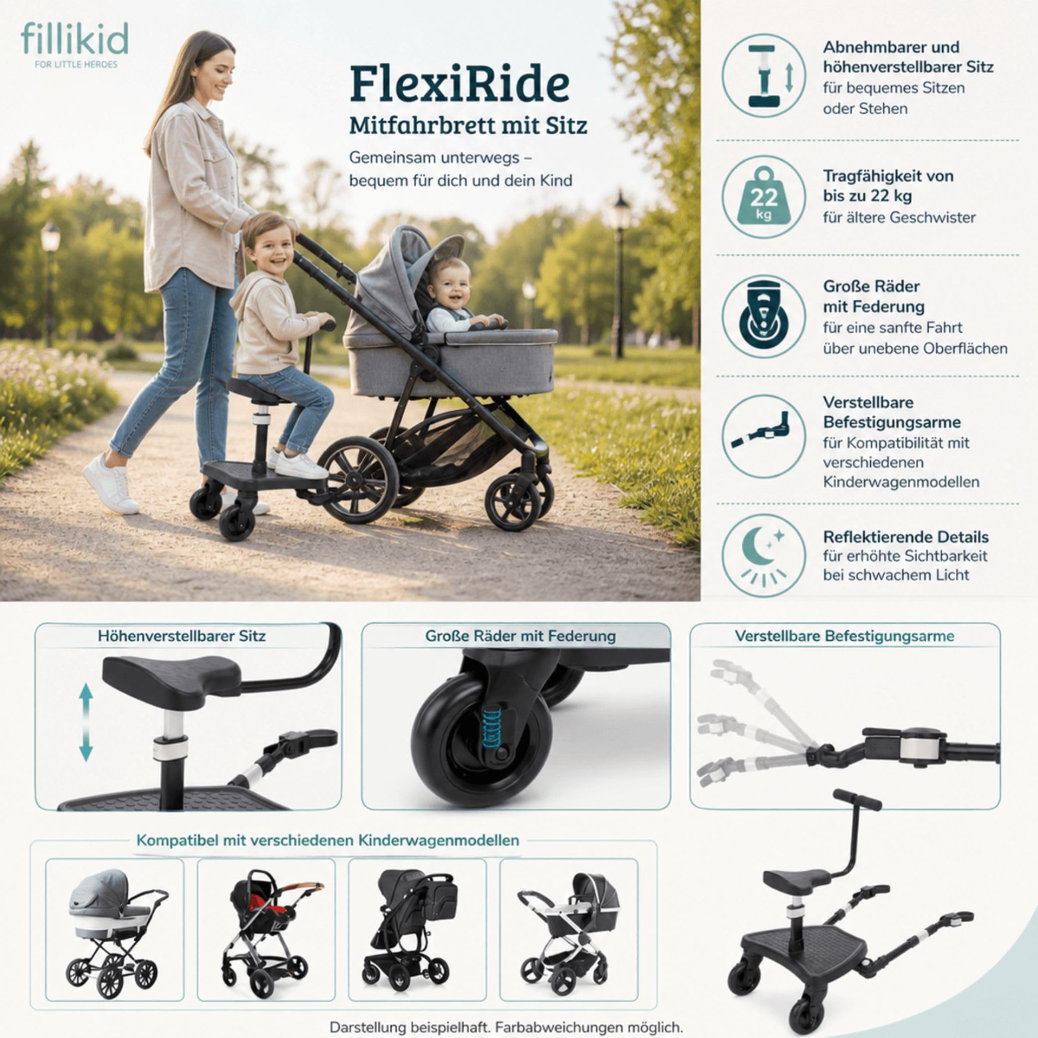 Fillikid Filliboard Wide SET Buggyboard mit Sitz