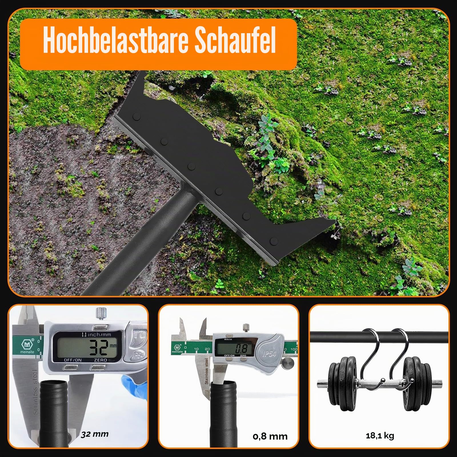 Multifunktionale Gartenreinigungsschaufel, Bodenschaber mit 148cm langem Griff, Gartenschaufel, Unkrautbekämpfungswerkzeug,Flacher Spaten für Rasenkanten,Kratzen,Unkrautbekämpfung und Laubentfernung