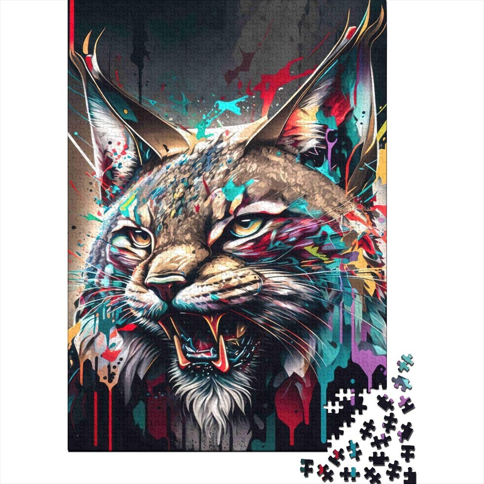 lynx night glow vibrant jigsaw puzzle for adults 1000pc paper family game wall art — image 1