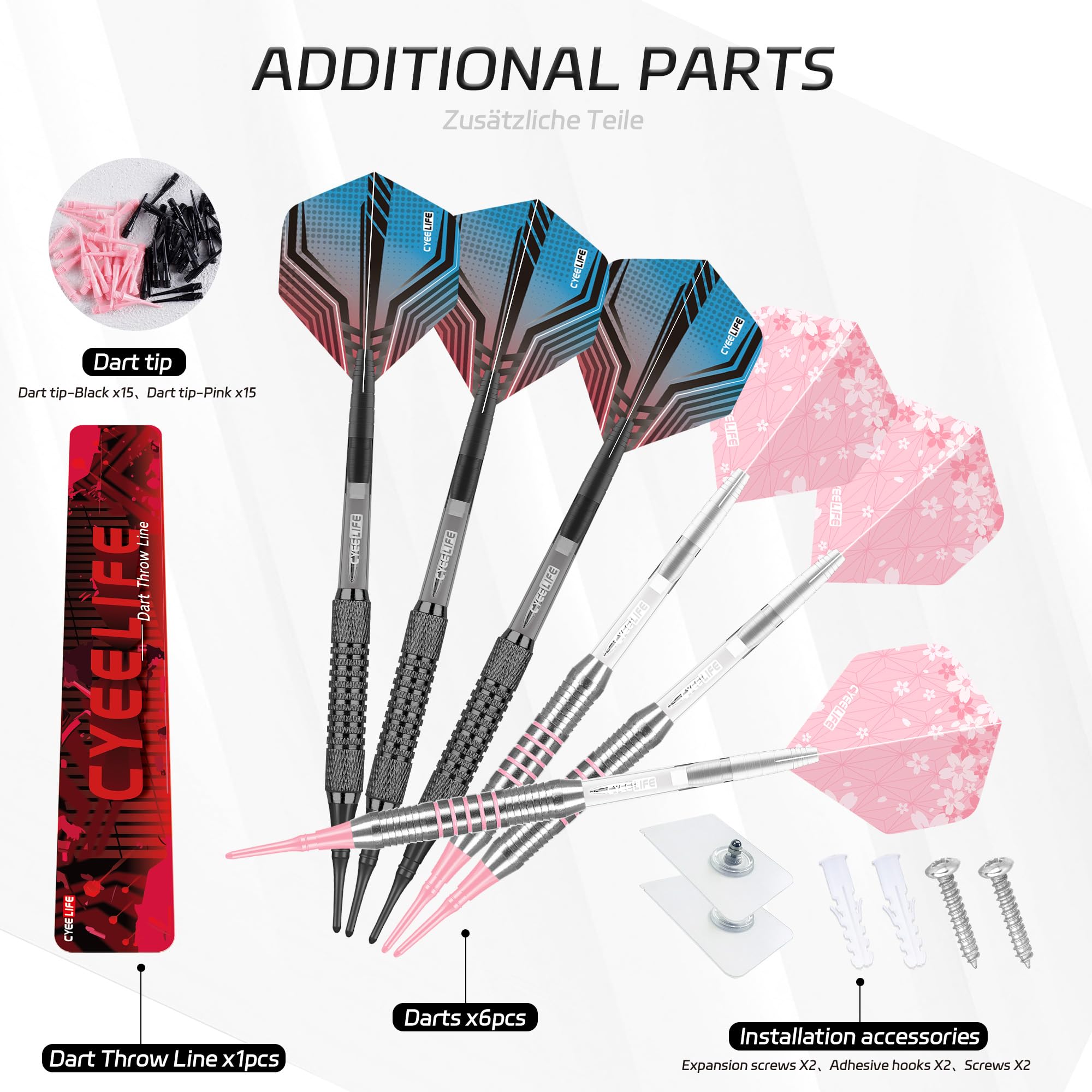 Amazon.co.jp: CyeeLifeソフトチップダーツボード専門セット、6本の