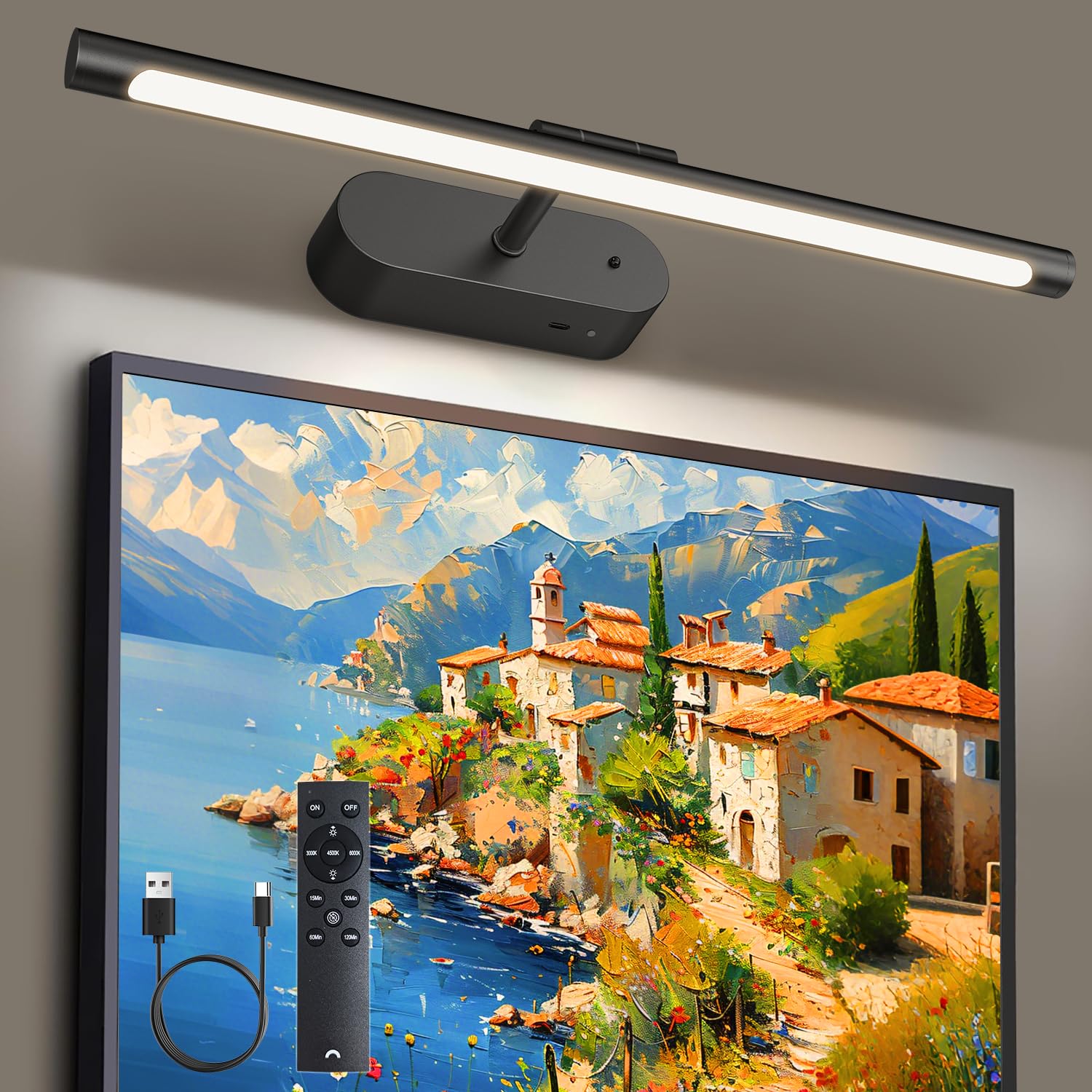 Glendan 16" Wireless Picture Lights for Wall, Rechargeable Art Light