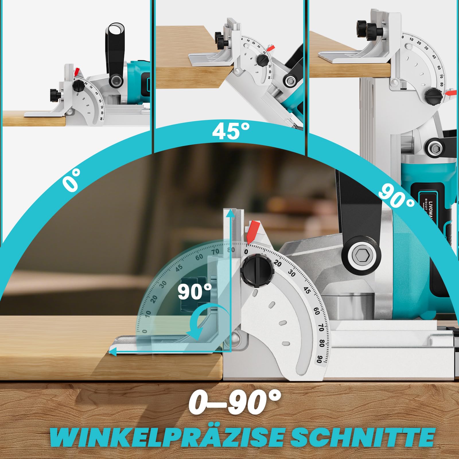 LIVOWALNY Flachdübelfräse Kompatibel Mit Makita 18V : Akku-Nutfräse Mit Staubbeutel & flachdübel für Holzbearbeitung (Ohne Akku/Ladegerät), 11000 U/Min, 6-Stufen-Tiefeneinstellung, 0-90° Schnitt