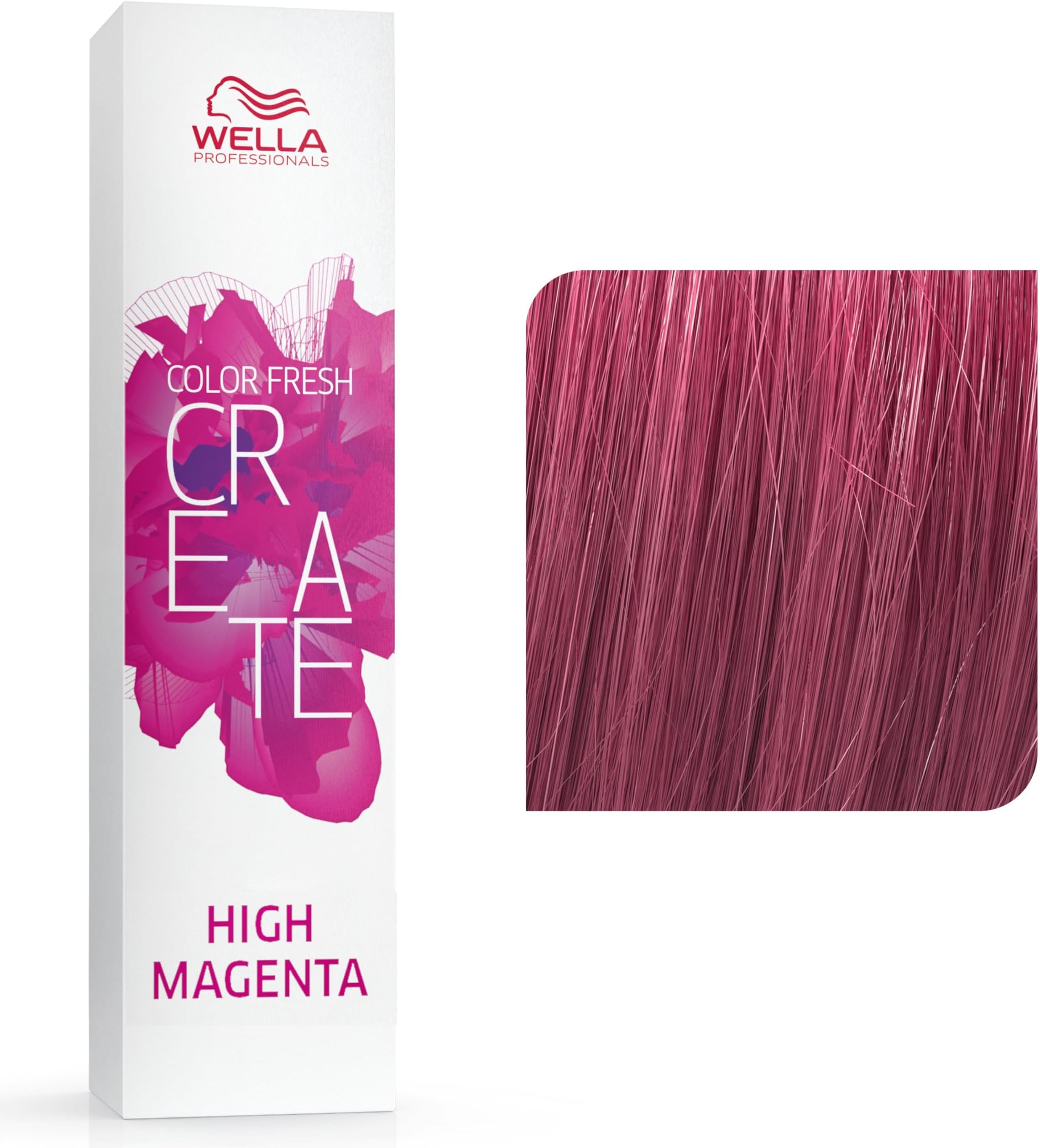 Wella Professionals Color Fresh Create, Semi-Permanent Hair Color, Temporary color, Intense pigment formula, No Ammonia, No Peroxide, Shade High Magenta, Deep Pink Hair Color, 60ml