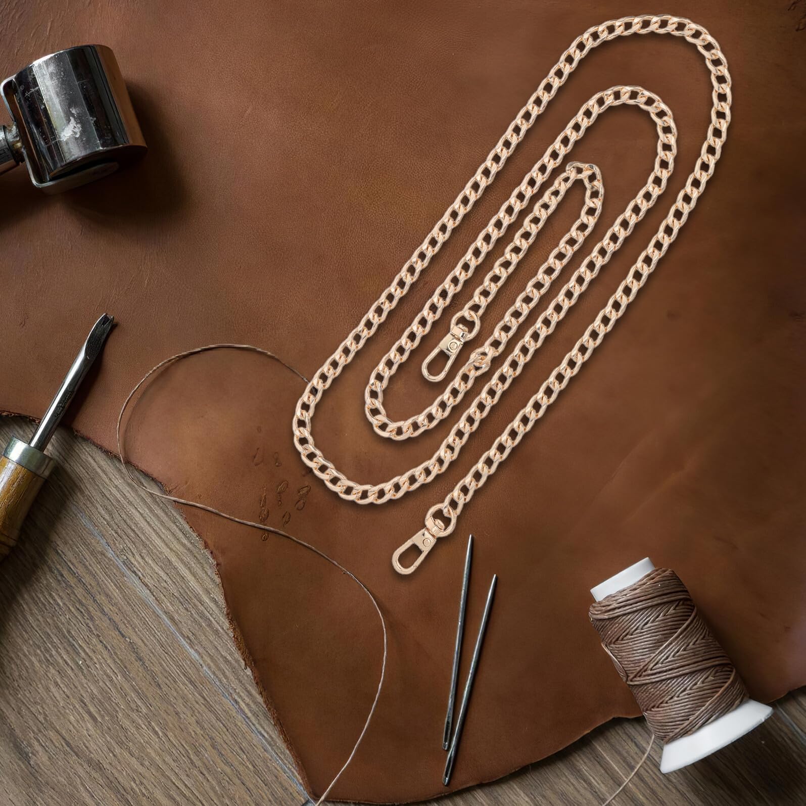 Cadena de Metal Dorado para Bolso de Hombro 120 Cm 8 Piezas Cadena de Repuesto para Correas de Bolso Accesorio Resistente Uso Multifuncional Artesanal