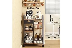 Keomaisyto Coffee Bar with Wheels, Space-Saving Coffee Cart for Maximum Convenience