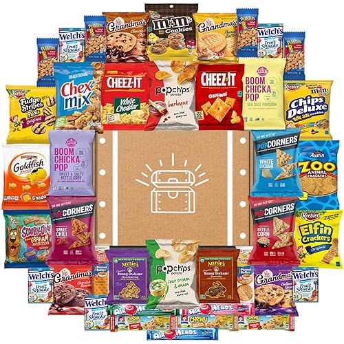 Snack Chest Surtido de regalos 40 unidades incluye chips mixtos y aperitivos para oficina militar universidad reuniones escuelas amigos y familia