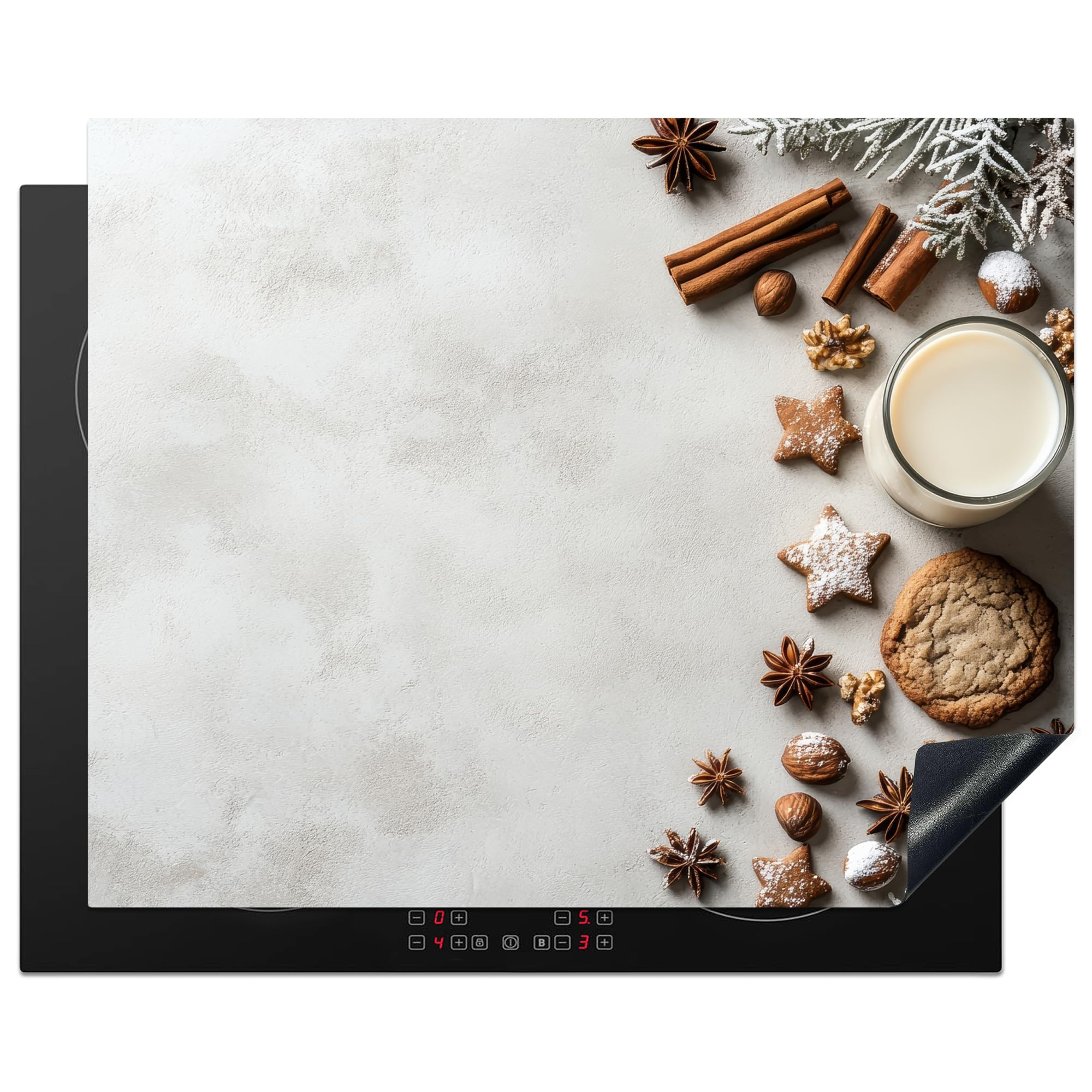 KitchenYeah© Induction Hob Cover Protector Mat 20.5"x25.6" / 65x52 cm Kitchen Universal Ceramic Covers for Electric Cookers Vinyl Baking - Cinnamon - Light - Winter — image 1