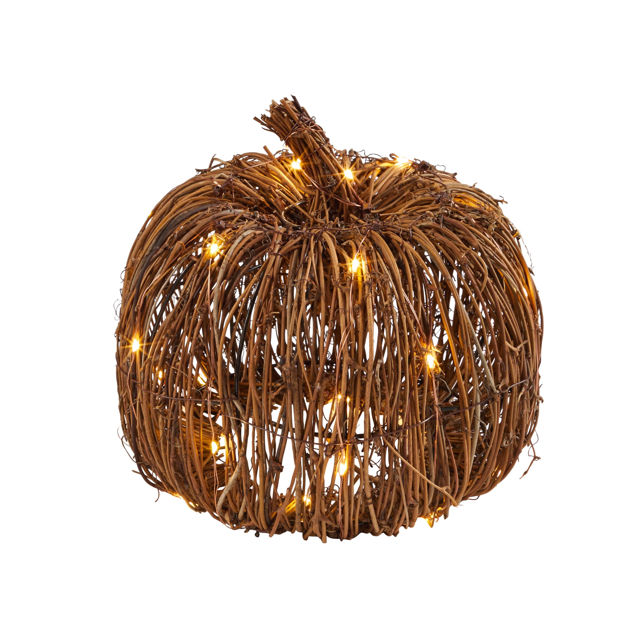 Lights4fun 2er Set LED Kürbis Rattan Optik Batteriebetrieb Timer Halloween Deko Outdoor Herbst Dekoration Halloween Kürbis Outdoor
