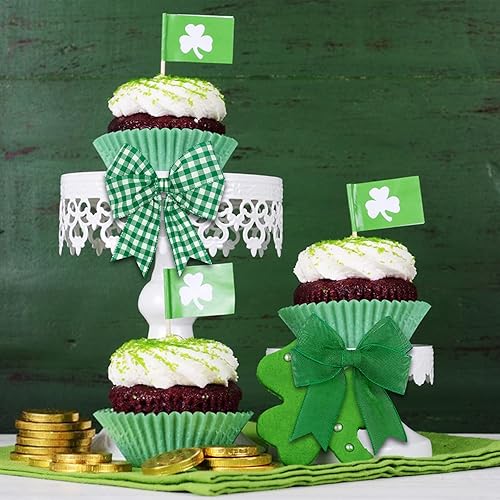 Miniatura 5 de 2 rollos de cintas con borde de alambre de búfalo de 2.5 pulgadas de ancho para el día de San Patricio, cintas de tela verde para festivales