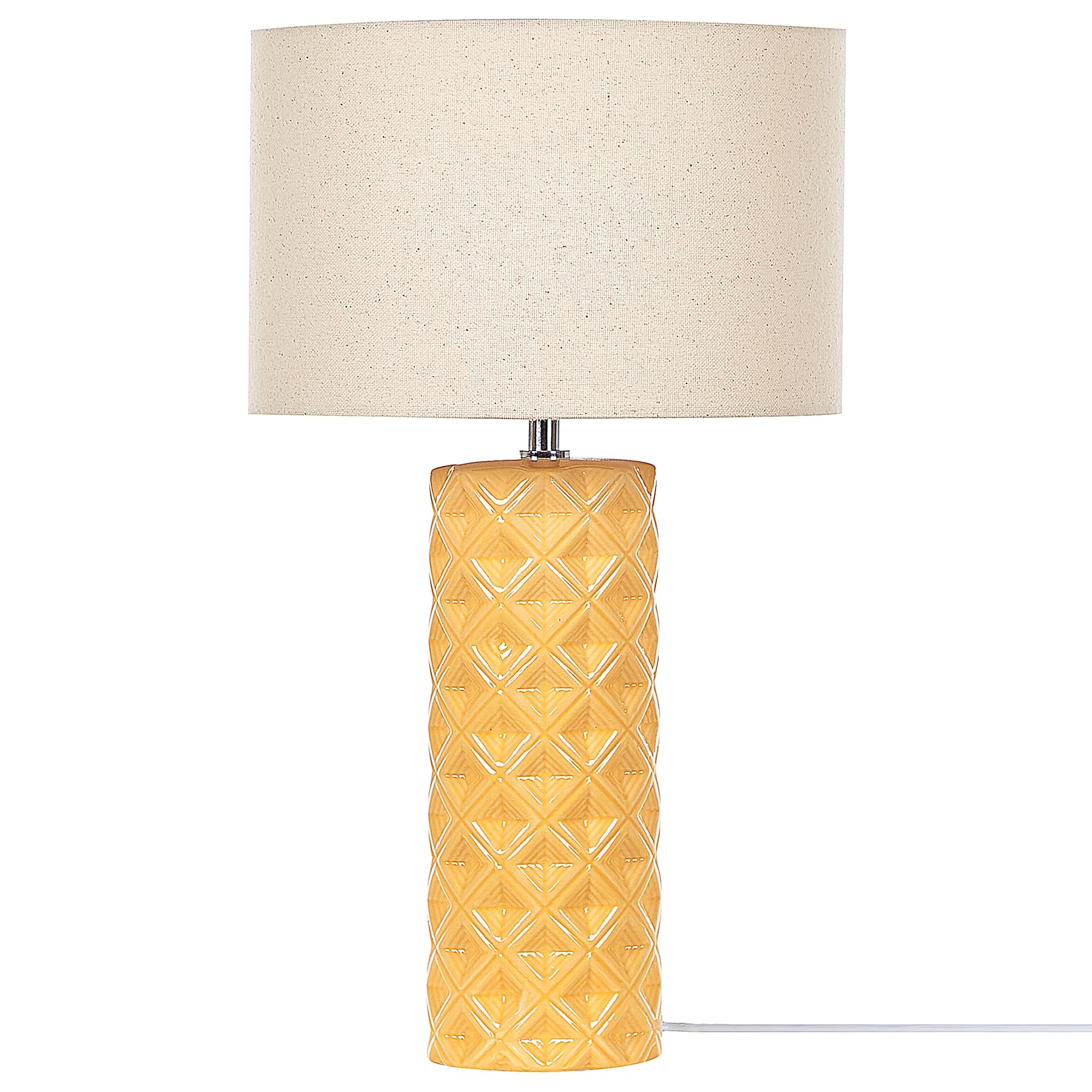 Beliani Tischlampe Keramik gelb 49 cm Lampenschirm elegant Balonne