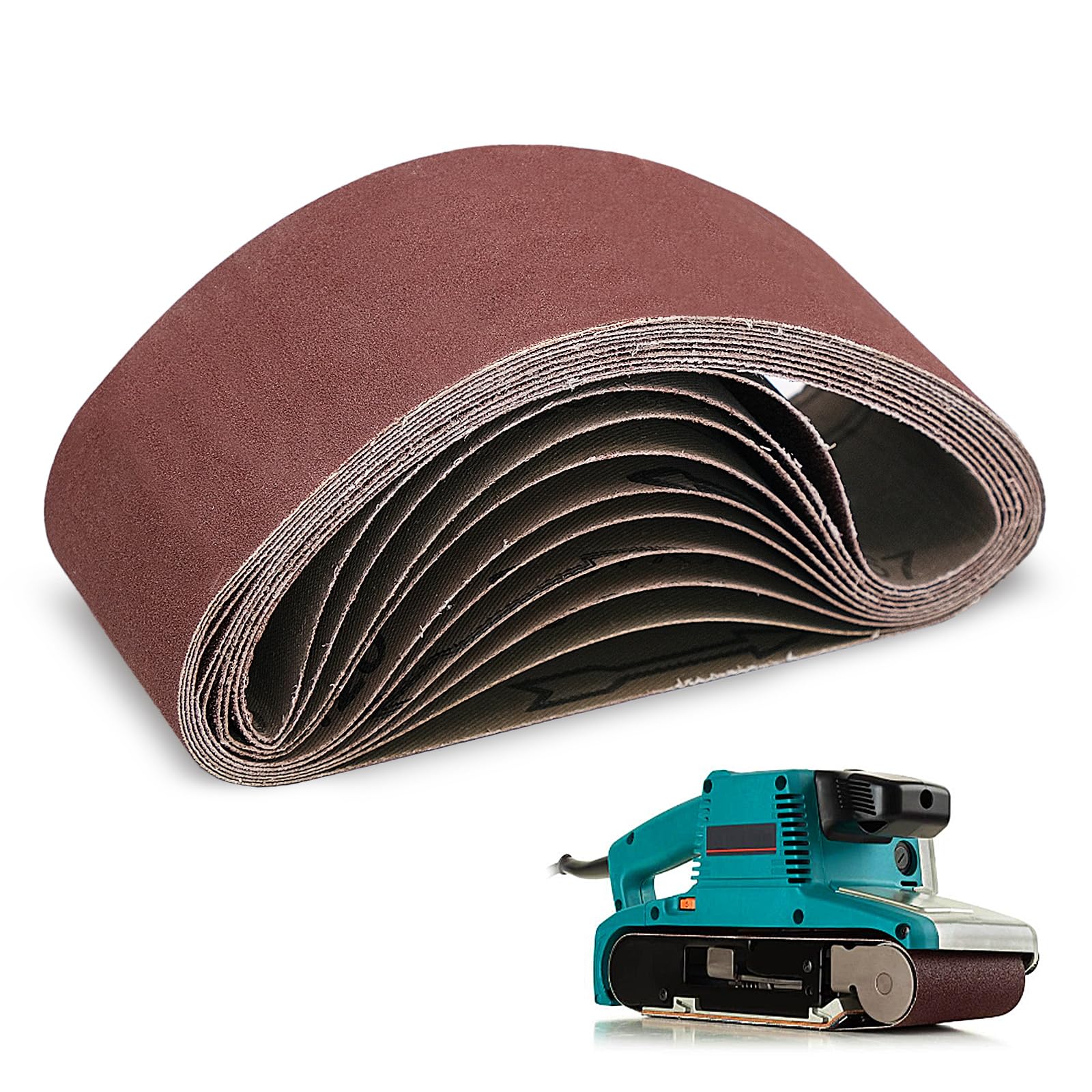Lot de 10 bandes abrasives de 65 x 410 mm (2 de chaque grain 60/80/120/150/240) pour ponceuses abrasives pour métal, bois, murs, meubles, pour meulage, affûtage et polissage