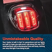 Vista 5 de Luz trasera LED TRUE MODS para Harley Davidson - Ensamblaje de lámpara de parada roja cuadrada con diseño de garra y licencia en la parte superior