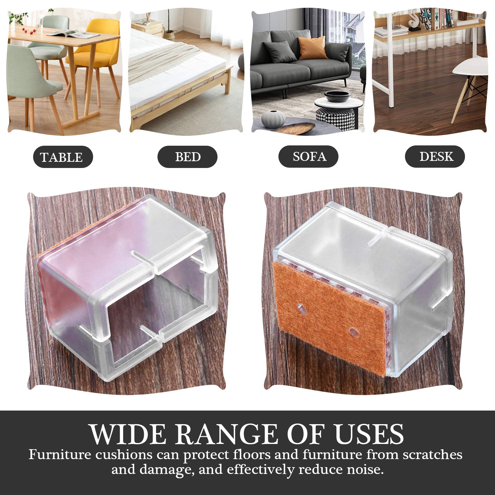 20 Coprigambe Per Sedie In PVC | 15x30mm | Protezione Pavimenti | Antiscivolo E Antirumore - Foto 8