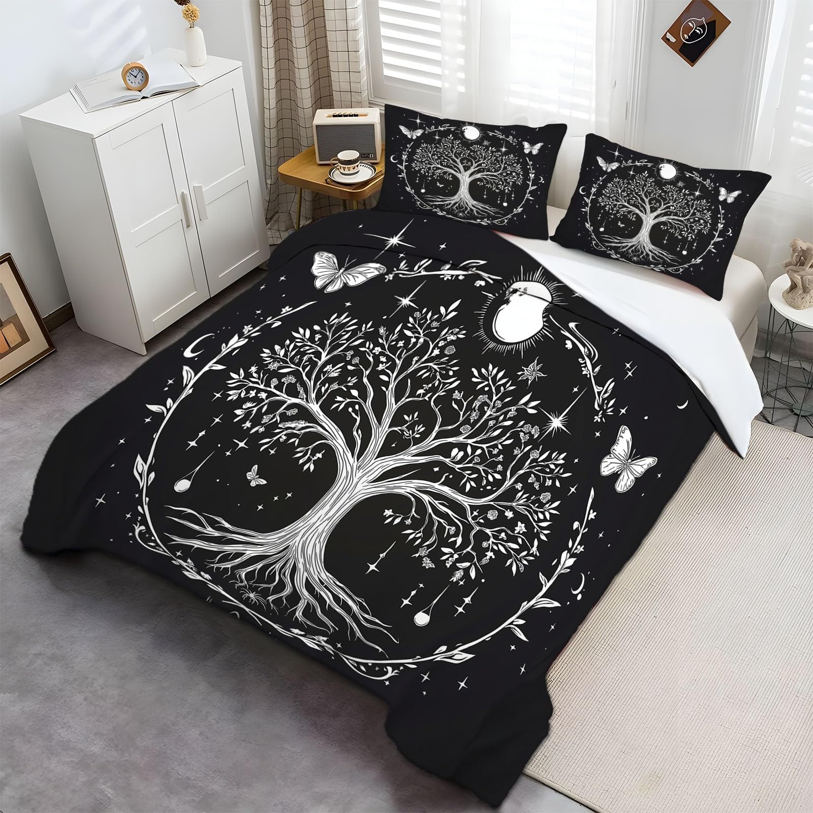 Funda Nórdica 150 x 200 cm Funda Edredon Árbol De La Vida Diseño para Dormitorio de los niños, Cama Individual Cama 90, + 2 Fundas de Almohada