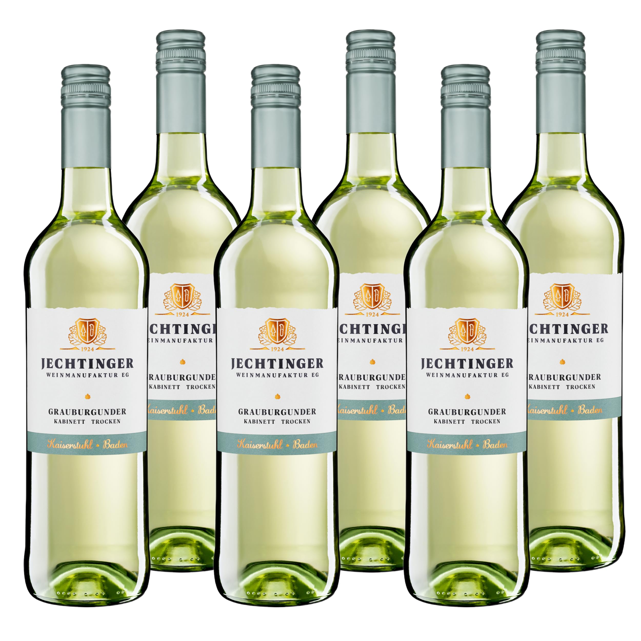 Jechtinger Grauburgunder trocken - 90+ Punkte 2026 Falstaff - Kabinett Weißwein trocken, Aromen von Pfirsich, Apfel & Zitrusfrüchten - Badischer Wein, Anbaugebiet Kaiserstuhl (6 x 0,75 l)