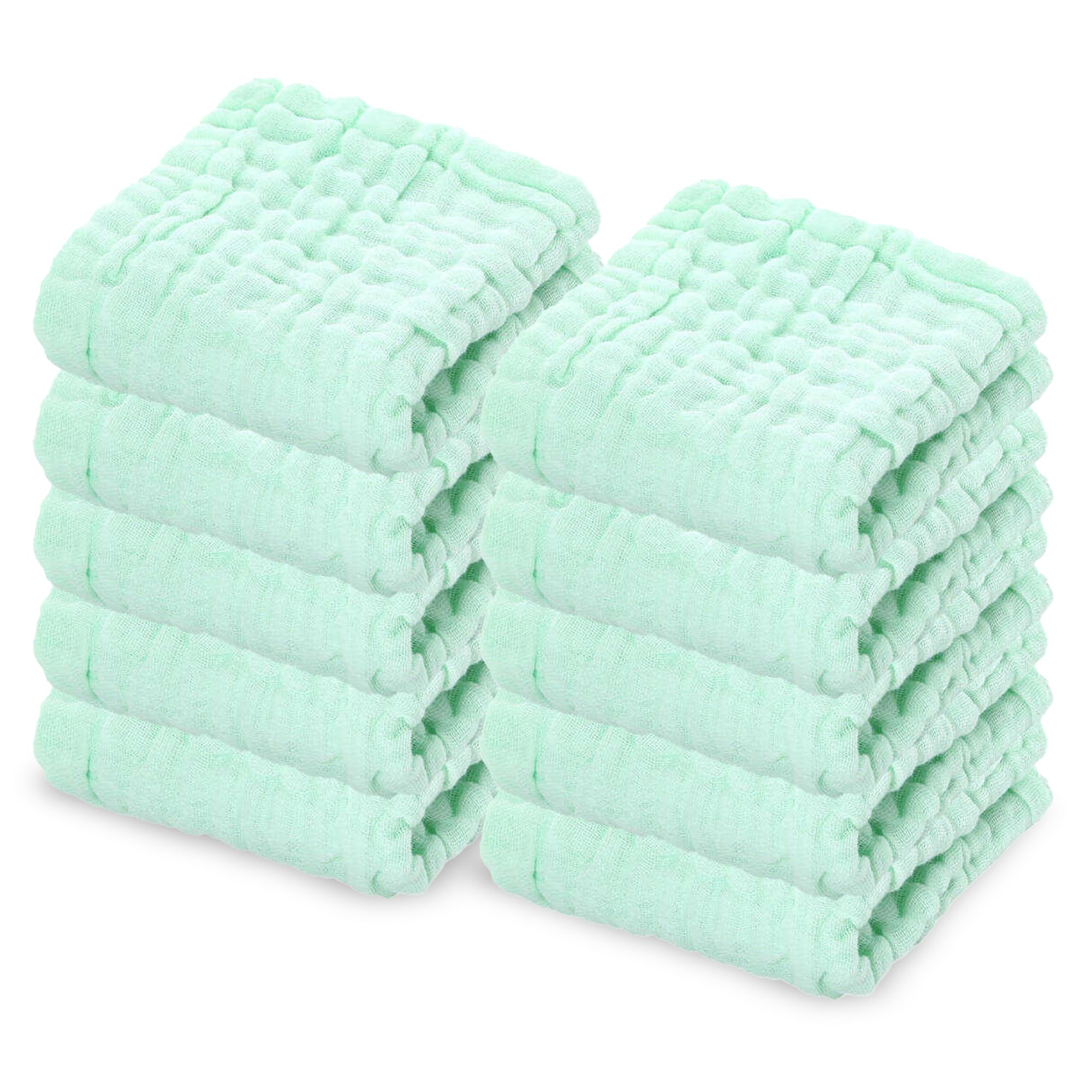 Dream Picks 10 Pack Soft Muslin Unisex Baby Washcloths for Daily Use, 100% Cotton Set for Delicate Skin. Soft and Super Absorbent, Newborn Baby