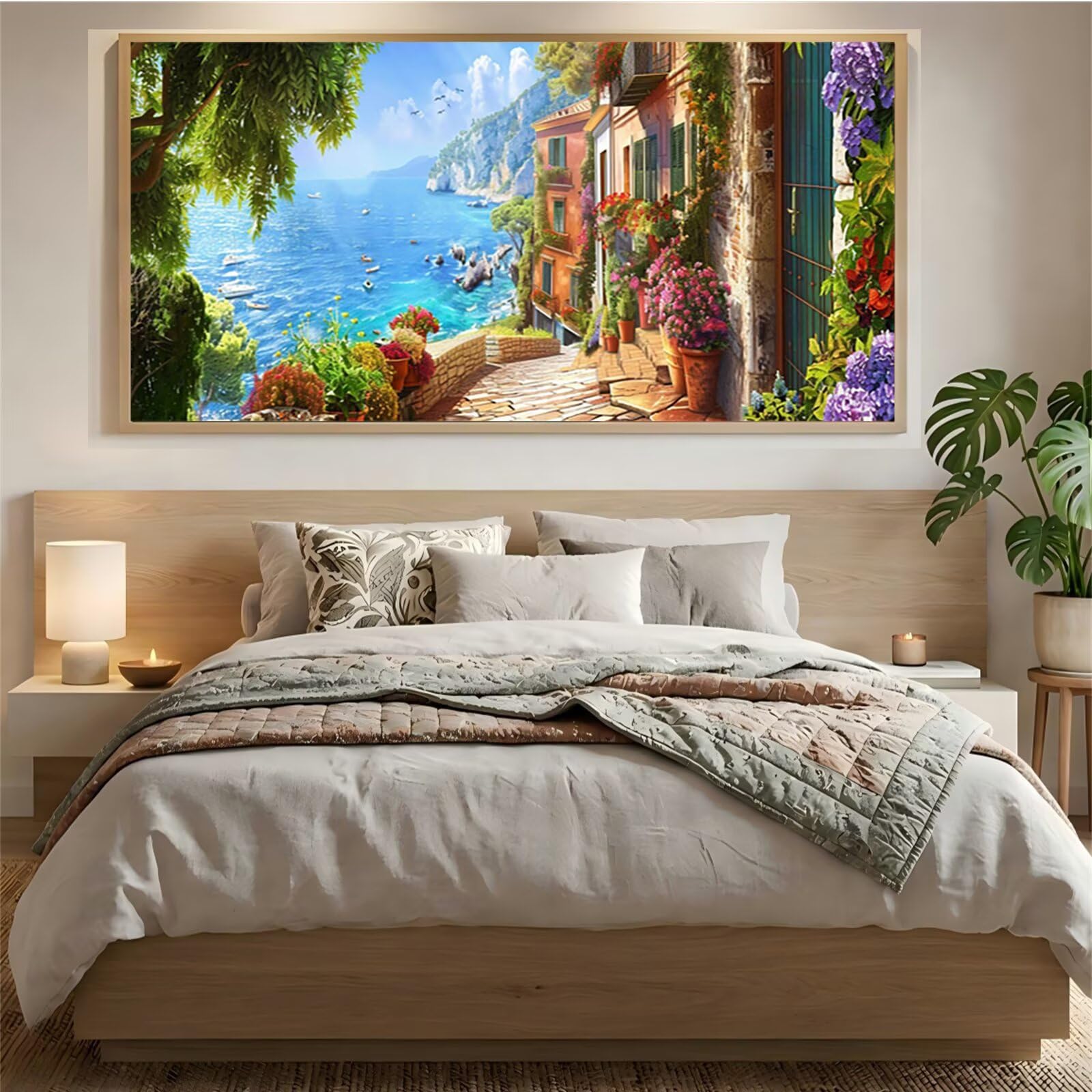 Malarstwo diamentowe 5D, plaża i malowanie diamentami, zestaw "zrób to sam", malowanie według liczb, dla dorosłych, dekoracja ścienna, prezent, 100 x 200 cm, Mq-266