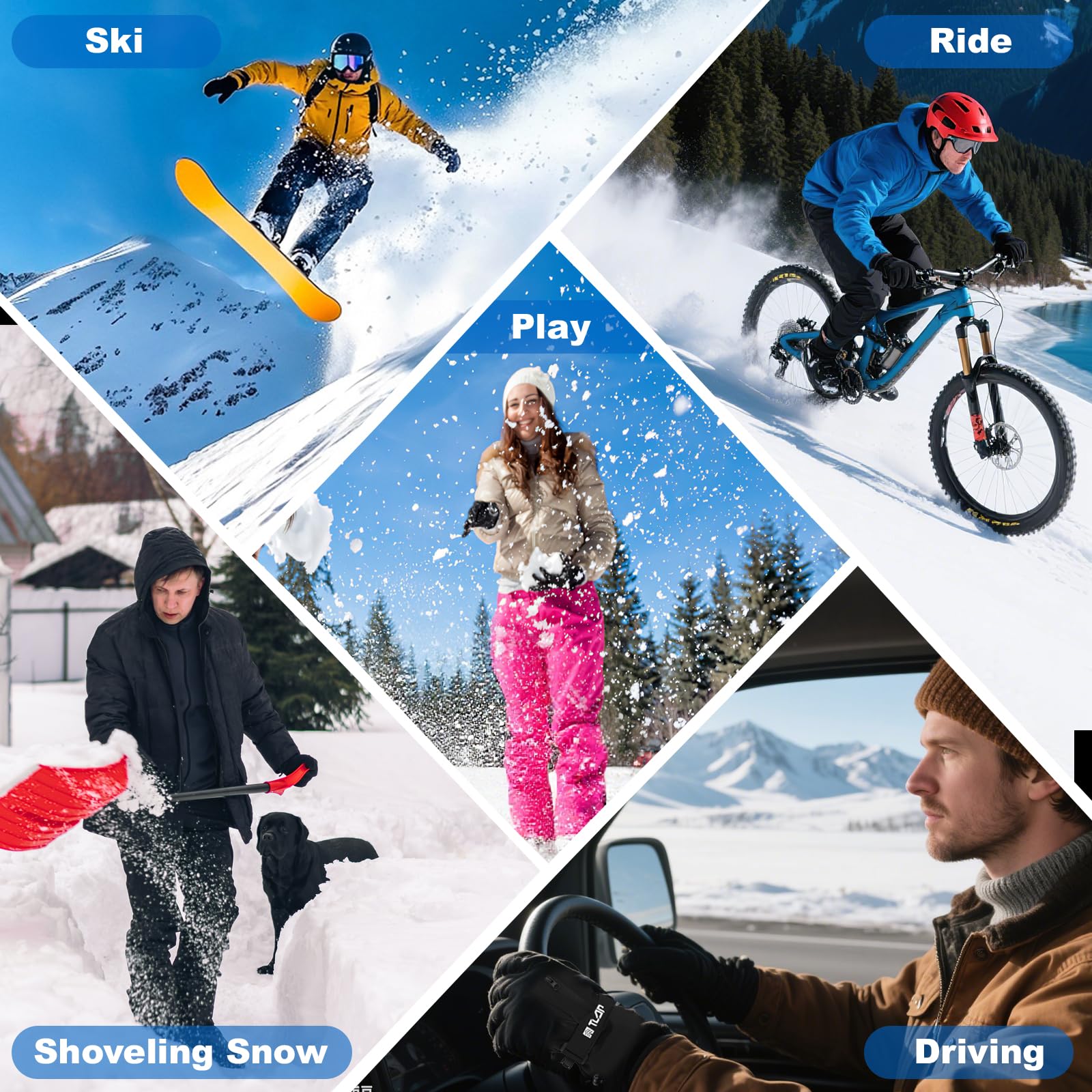3M Thinsulate Rękawice Narciarskie Dla Mężczyzn I Kobiet, Wiatroszczelne Ciepłe Rękawice Narciarskie, Ekran Dotykowy Antypoślizgowe, Do Jazdy Na Nartach, Snowboardzie, łYżwach, Wędrówek (XL)