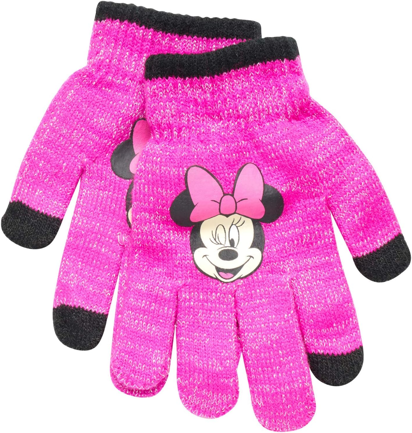 Disney Minnie Mouse 2-Piece Winter Accessory Set for Girls, Kids Earmuffs and Gloves, Size 4-7 Years, Hot Pink