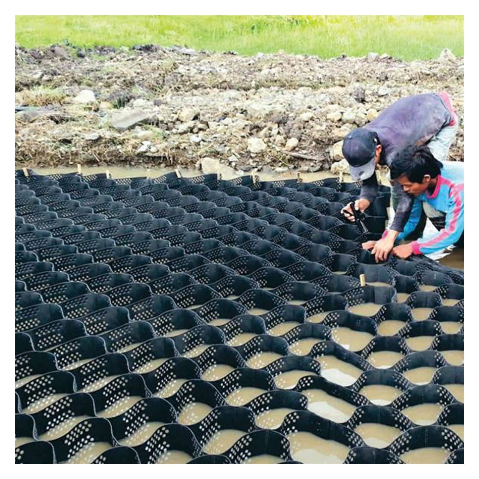Pavimentador de rejilla de grava, sistema permeable de 7,5 cm de profundidad para entradas y patios, base de bricolaje resistente, múltiples anchos disponibles: 1 m, 2 m, 4 m, 5 m, 6 m (tamaño 1 m x 4