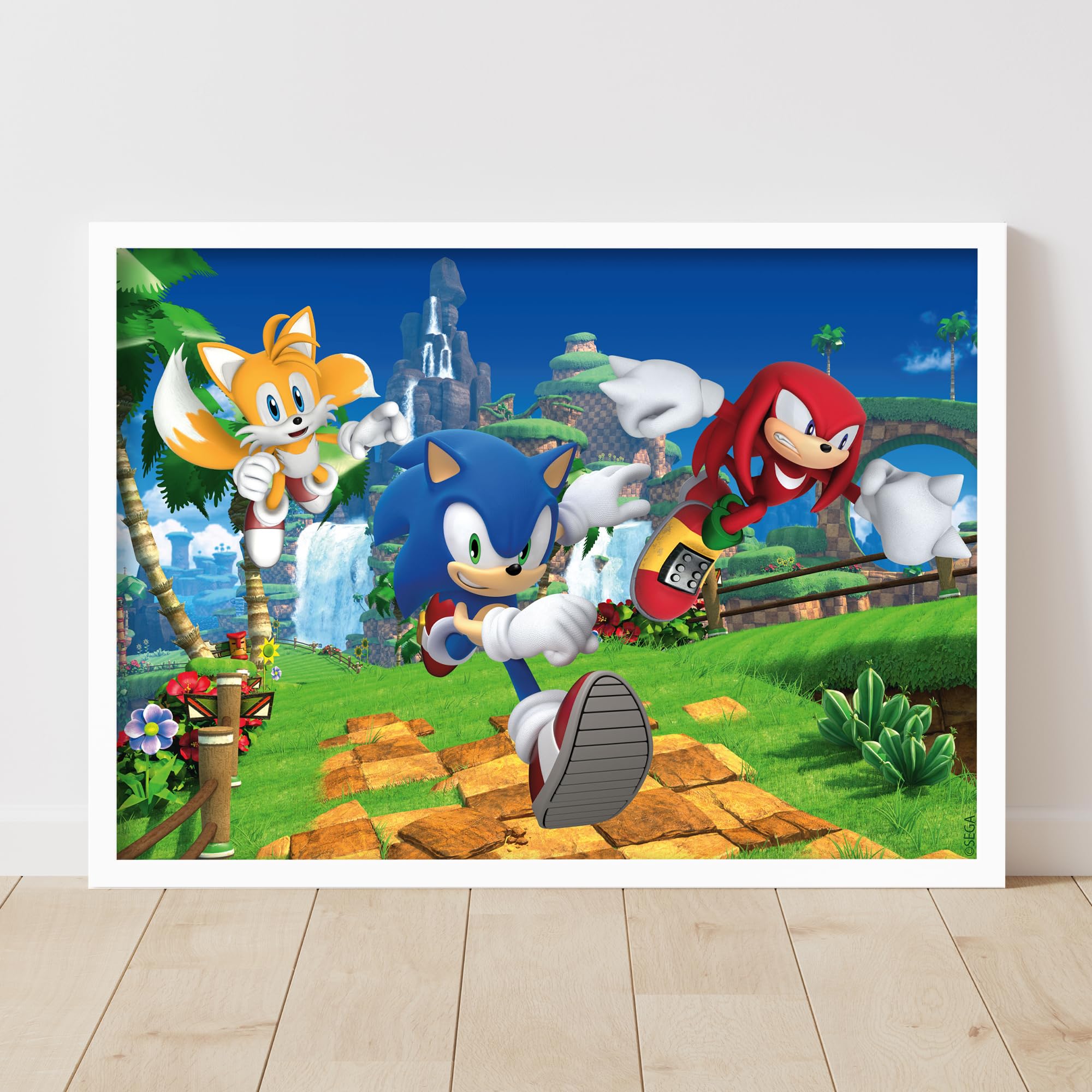 Sonic The Hedgehog Print - Sonic Tails And Knuckles Running Poster Wall Art (42cm x 59.4cm - A2)