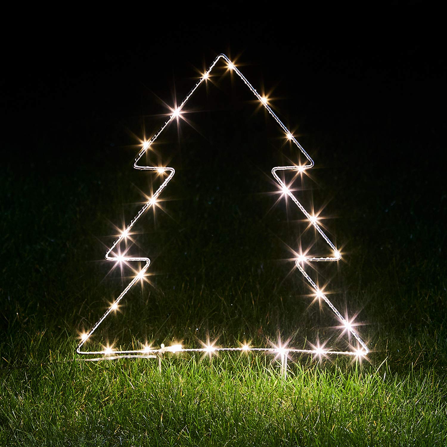 Lights4fun Outdoor Christmas Tree Garden Stake Light Micro LED Battery Timer IP44 54cm