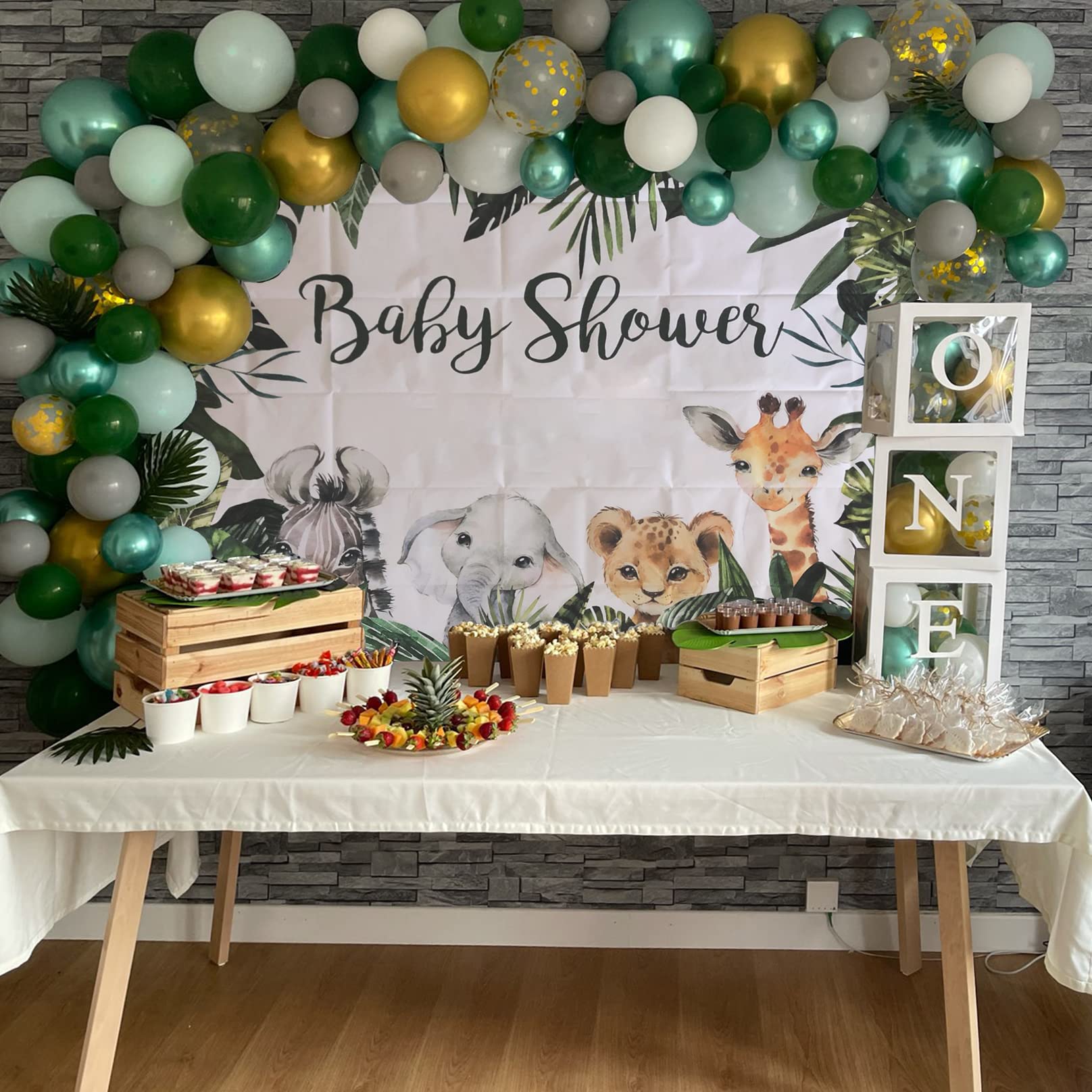 Mocsicka Safari Baby Shower Backdrop Jungle Safari Animals Baby Shower