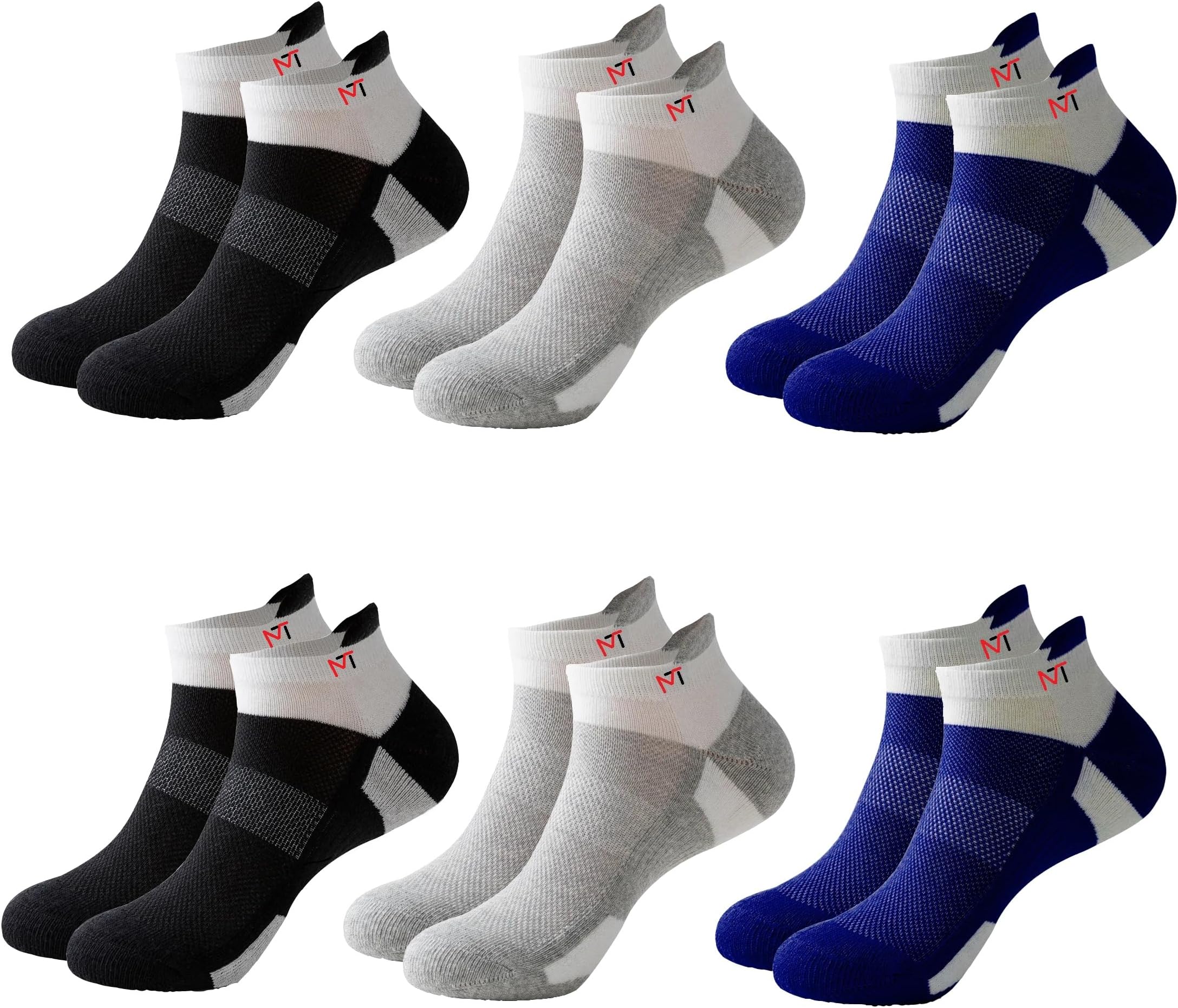 DEVICE OF MOBIT MOBITUSSIONMOBIT 6 Pairs Cotton Sports Socks for Men & Women,Ankle Length Odor Free (Unisex) Soft Padded Base Breathable Socks, Ideal for Casual Wear, Running, Gym Socks, Free Size