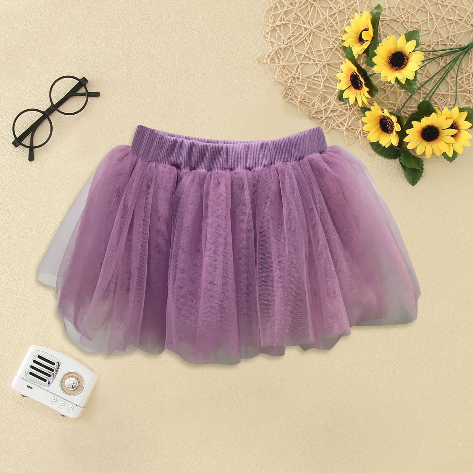 Toddler Girls Layered Tutu Tulle Skirt Baby Girls Tutu Skirts Princess Skirt Carnival Birthday (Purple, 6-12 Months)