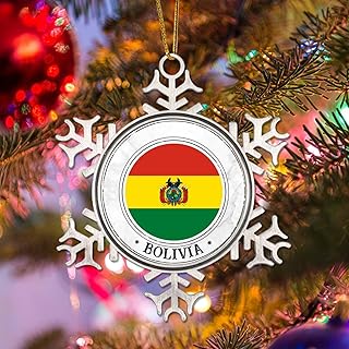 Bolivia Christmas Ornament - Bolivia Flag Country Souvenir Christmas Tree Ornament Bolivia Snowflake Metal Ornament Xmas Keepsake Winter Holiday