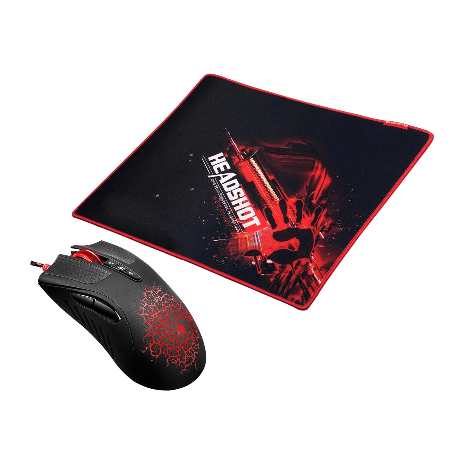 Bloody AL90 Optical Gaming Mouse with Light Strike (LK) Optical Switch & Scroll - 8 Programmable Buttons and Advanced Macros - Ergonomic Right Hand Grip - Button Grips - Colored Profile Selection
