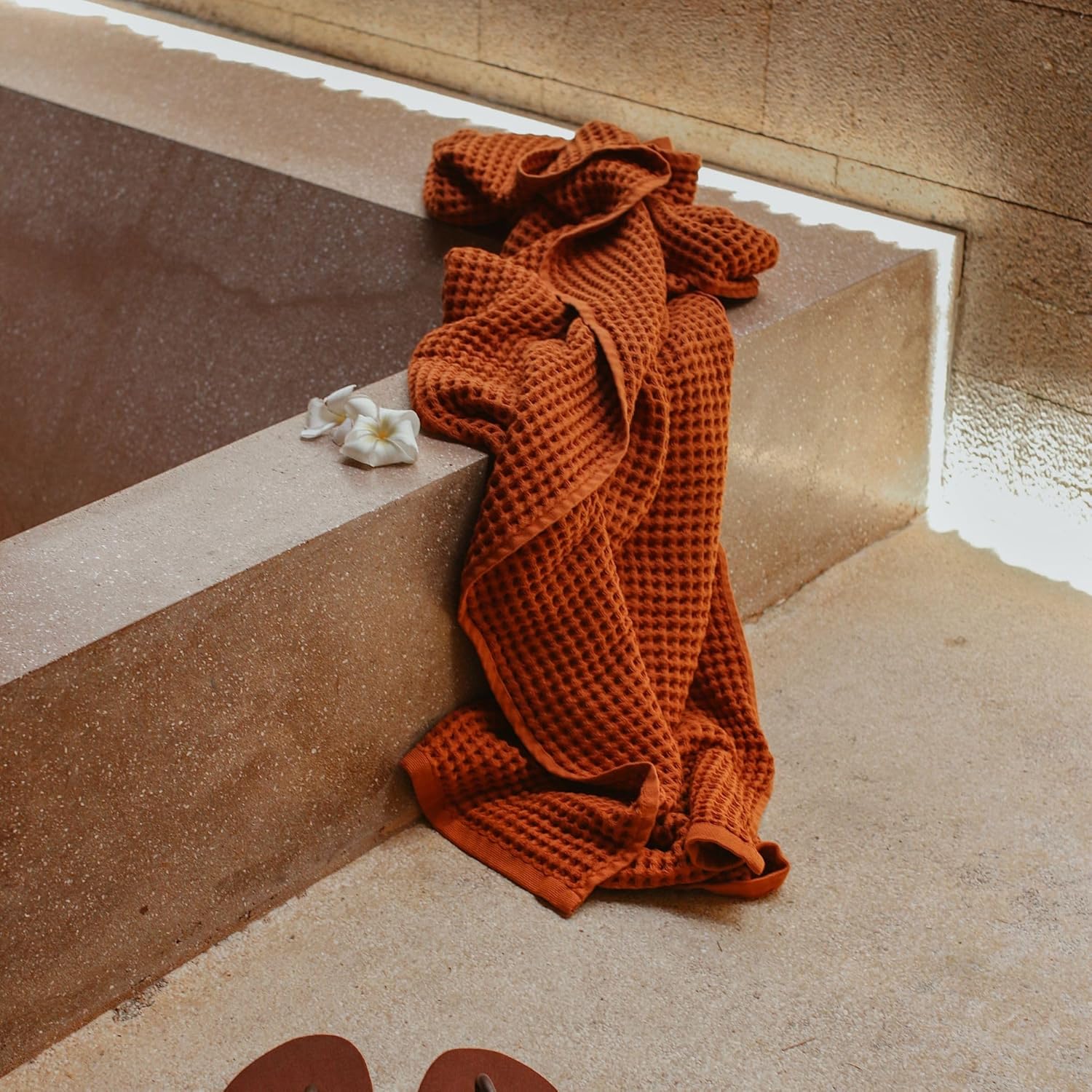 sea me at home Waffle Bath Sheet 100% Turkish Cotton - Large Bath Towel (34x67 Inches) Luxurious Spa Towel for Bath, Beach, or Pool Time