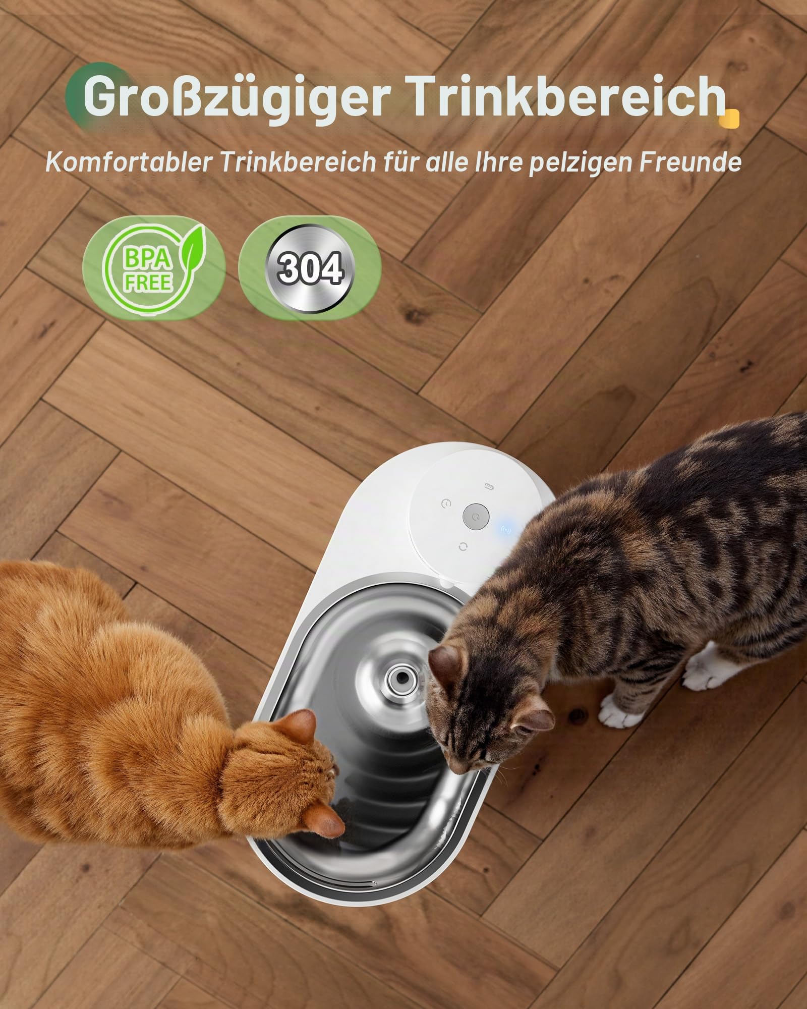 Gimars 4L UltraLeiser BPA-frei Katzenbrunnen Kabellos mit Bewegungsmelder, 5000mAh Akku, Trinkbrunnen für Katze Kabellos, Wasserbrunnen für Katzen mit Sensor, Katzentrinkbrunnen ohne Kabe