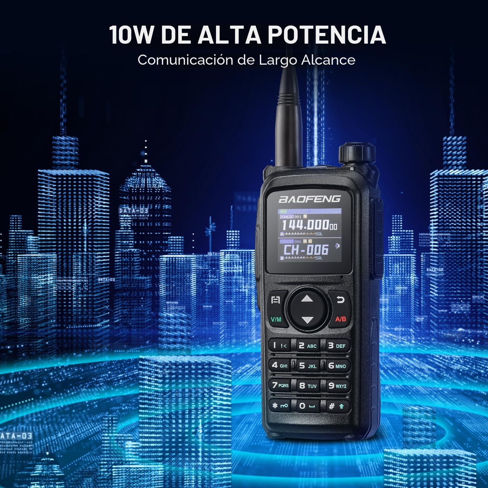 BAOFENG UV-28 Plus Radioaficionado navegación GPS 10W, programación por aplicación, Receptor multibanda de Radio bidireccional de Banda Dual, 1000 Canales, Pantalla 1,77", 2800mAh batería