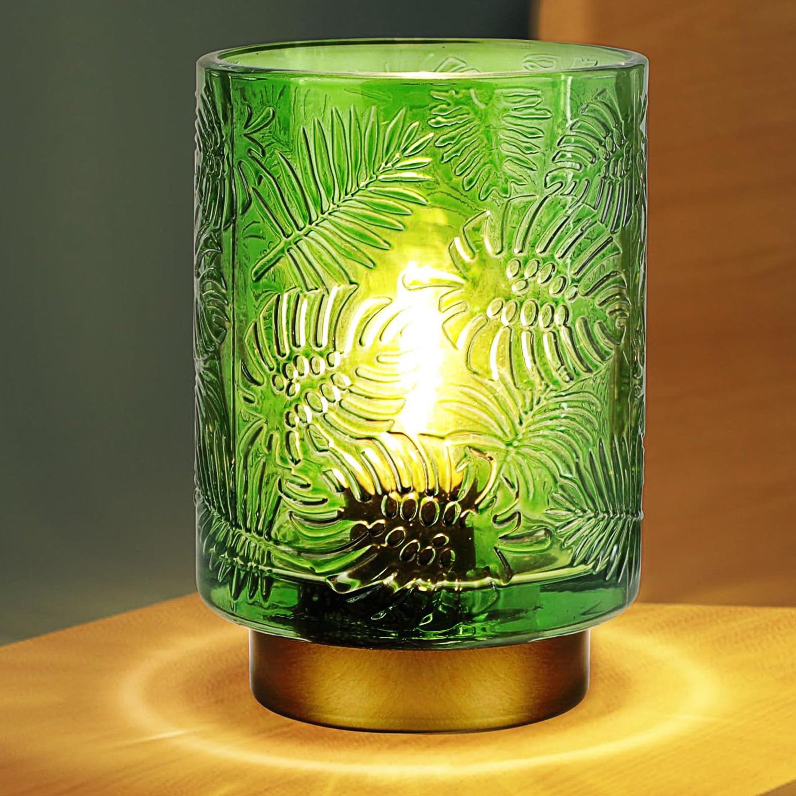 ZONJIE Battery Operated Table Lamp - Cordless LED Table Lamps Green Decorative Table Light with LED Bulb Battery Powered Night Lighting for Living Room/Bedroom/Tabletop/Entryway (Green)