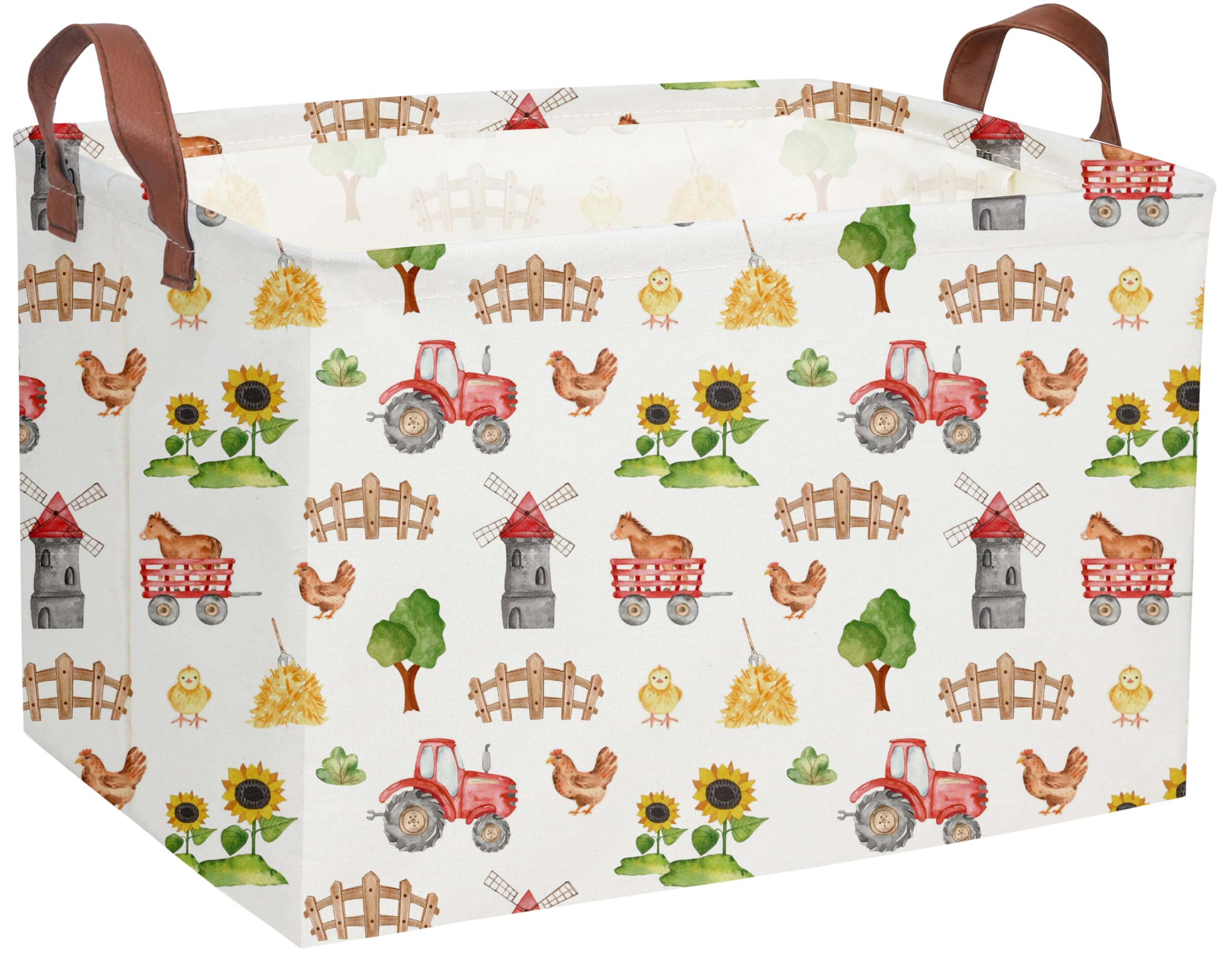 Rectangle Farm Baskets Cute Storage Bin for Room Decor Gift Basket(Farm)