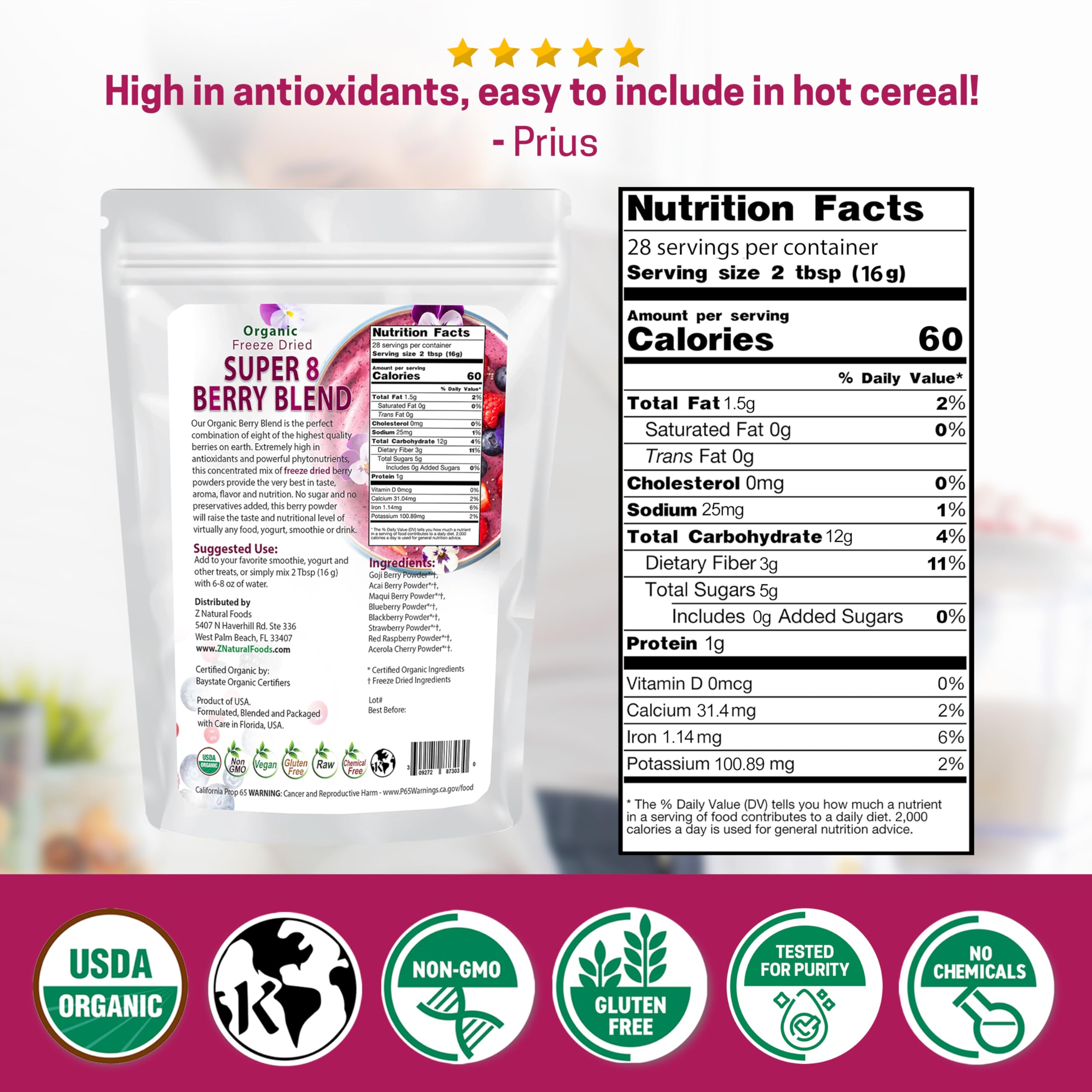 Amazon.com : Z Natural Foods Super 8 Berry Blend - Organic Freeze