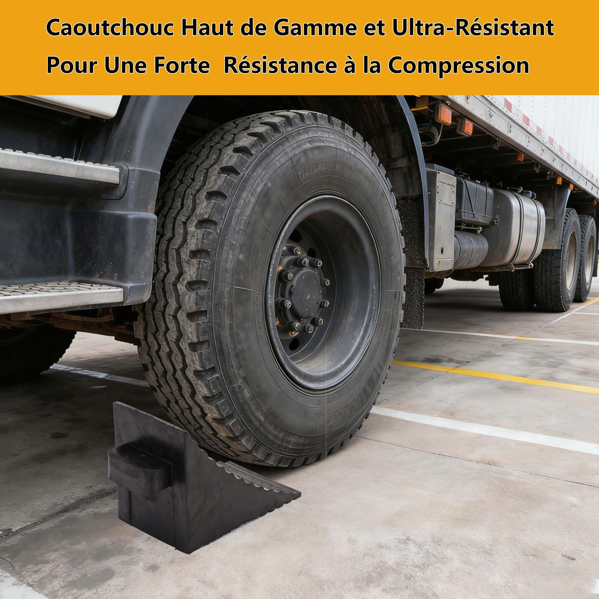 uyoyous Set di 2 cunei per ruota in gomma per auto resistente, bloccanti ruota con strisce riflettenti e maniglia per il trasporto, 25 x 16 x 19 cm, per campeggio auto, rimorchio, auto
